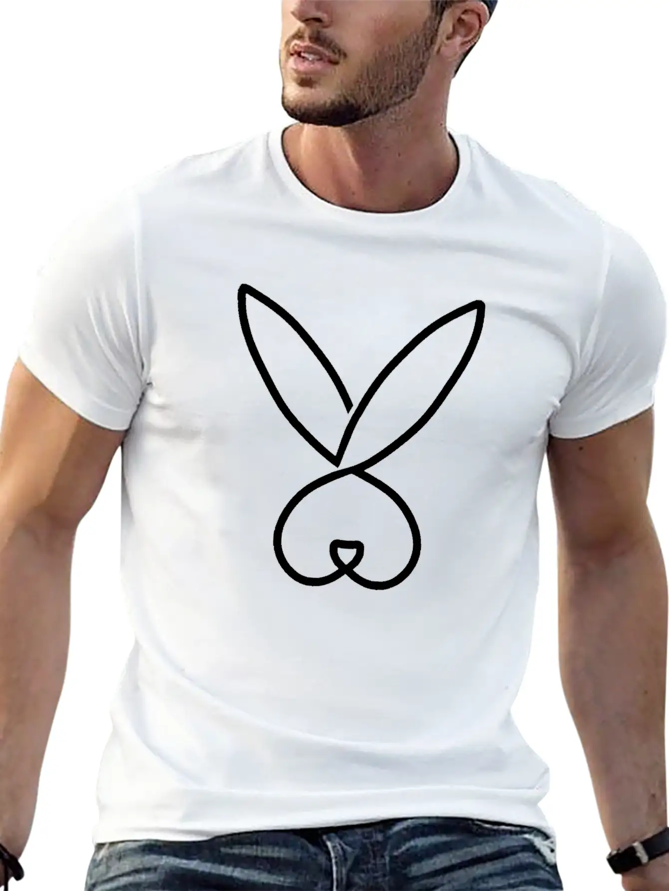 Rabbit Hand Drawn Minimalistic Lightweight Cotton T-Shirt – Daily Comfort Graphic Shirt