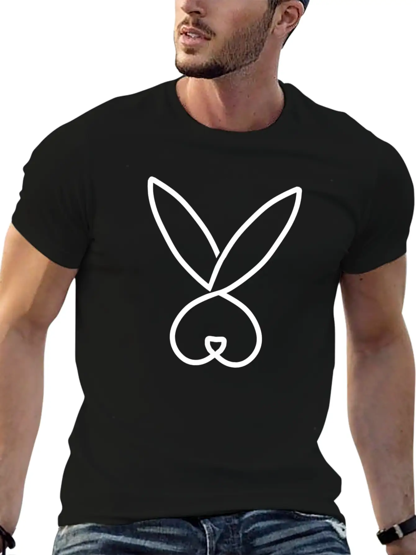 Rabbit Hand Drawn Minimalistic Lightweight Cotton T-Shirt – Daily Comfort Graphic Shirt