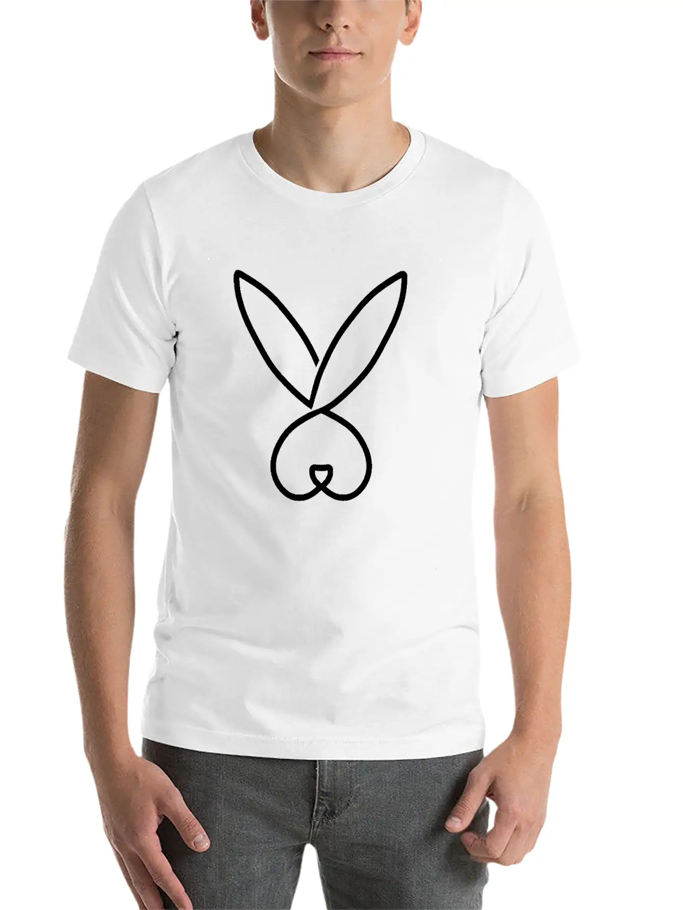 Rabbit Hand Drawn Minimalistic Lightweight Cotton T-Shirt – Daily Comfort Graphic Shirt