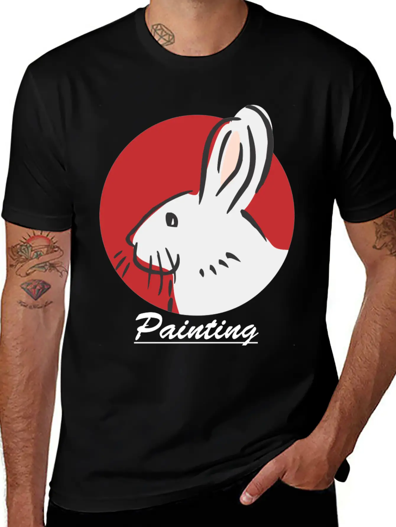 Rabbit Painting Lightweight Cotton T-Shirt – Daily Comfort Graphic Shirt