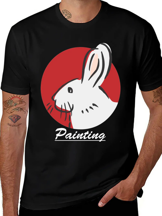 Rabbit Painting Lightweight Cotton T-Shirt – Daily Comfort Graphic Shirt