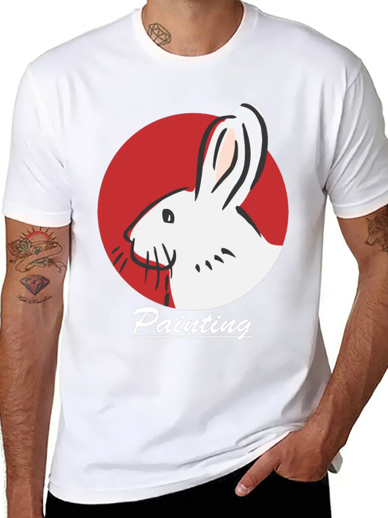 Rabbit Painting Lightweight Cotton T-Shirt – Daily Comfort Graphic Shirt