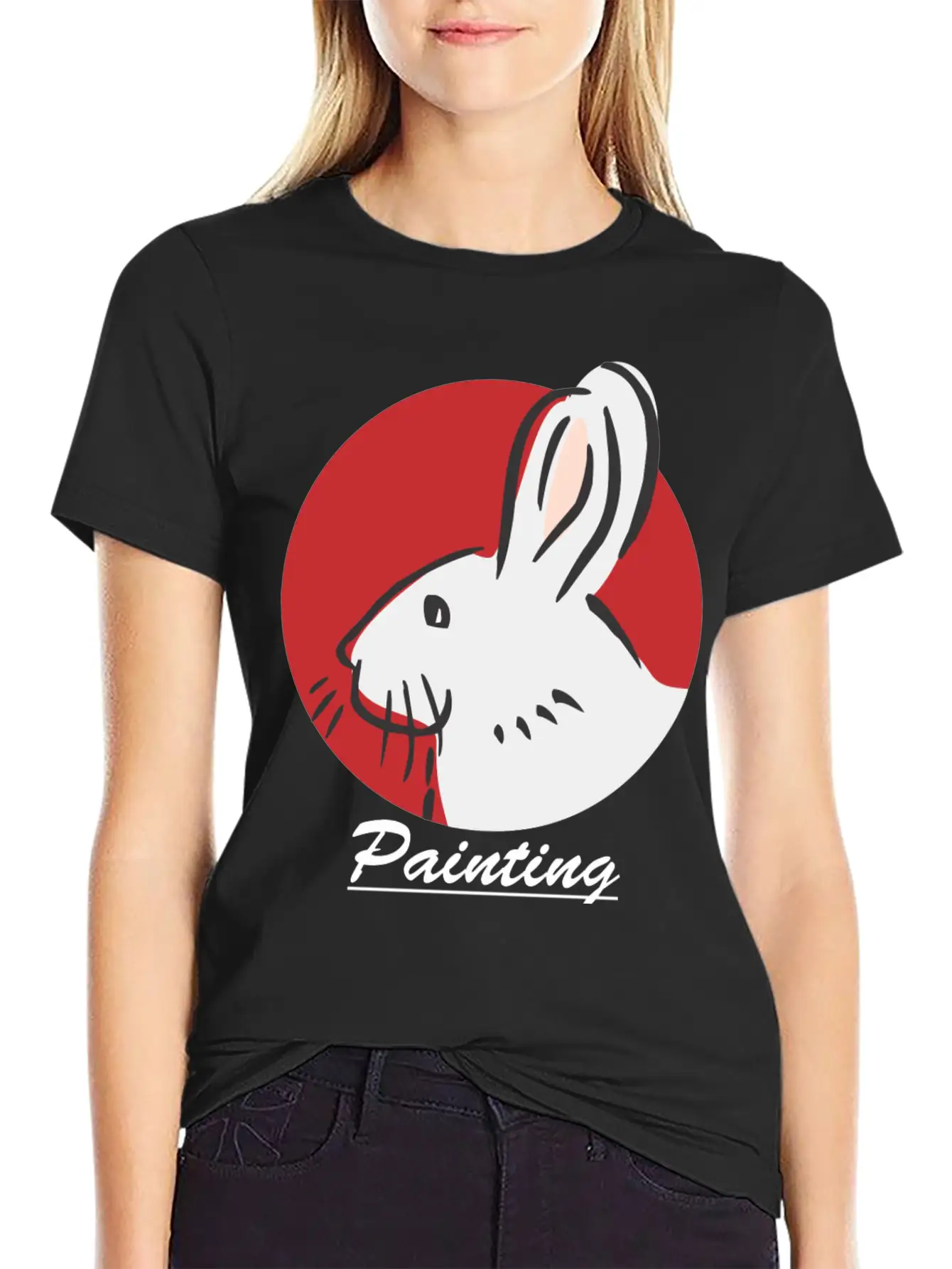Rabbit Painting Lightweight Cotton T-Shirt – Daily Comfort Graphic Shirt