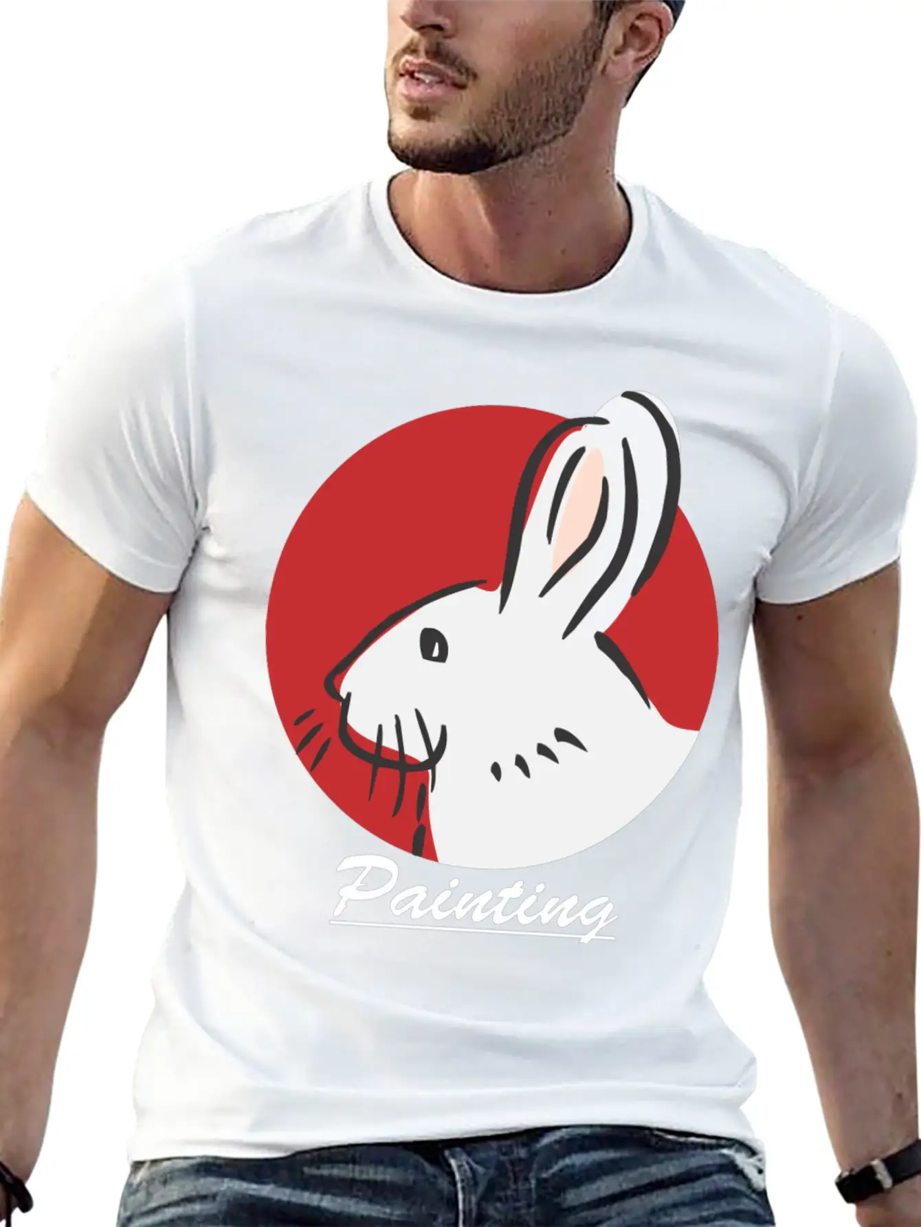 Rabbit Painting Lightweight Cotton T-Shirt – Daily Comfort Graphic Shirt