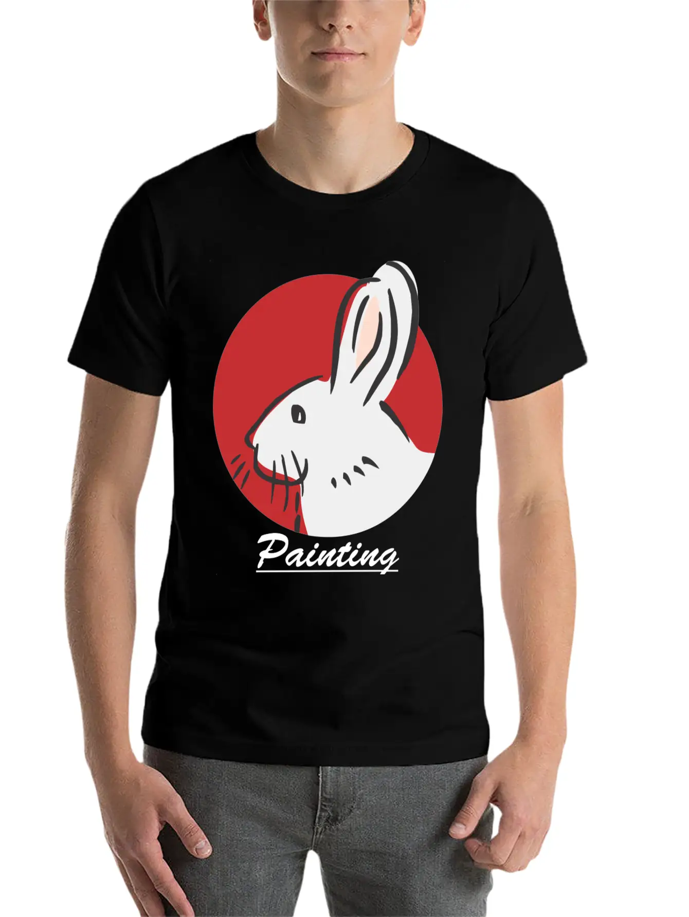 Rabbit Painting Lightweight Cotton T-Shirt – Daily Comfort Graphic Shirt
