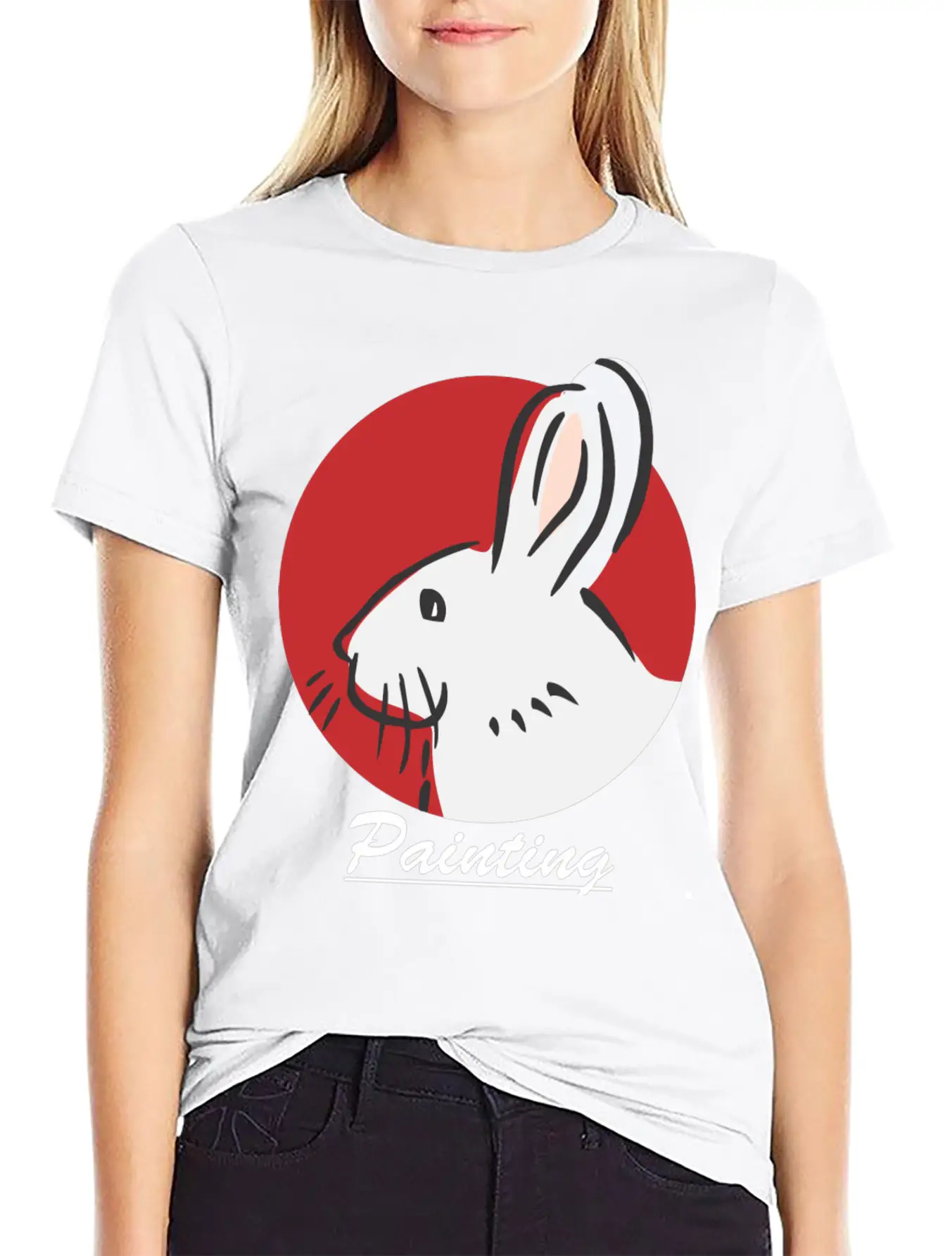 Rabbit Painting Lightweight Cotton T-Shirt – Daily Comfort Graphic Shirt