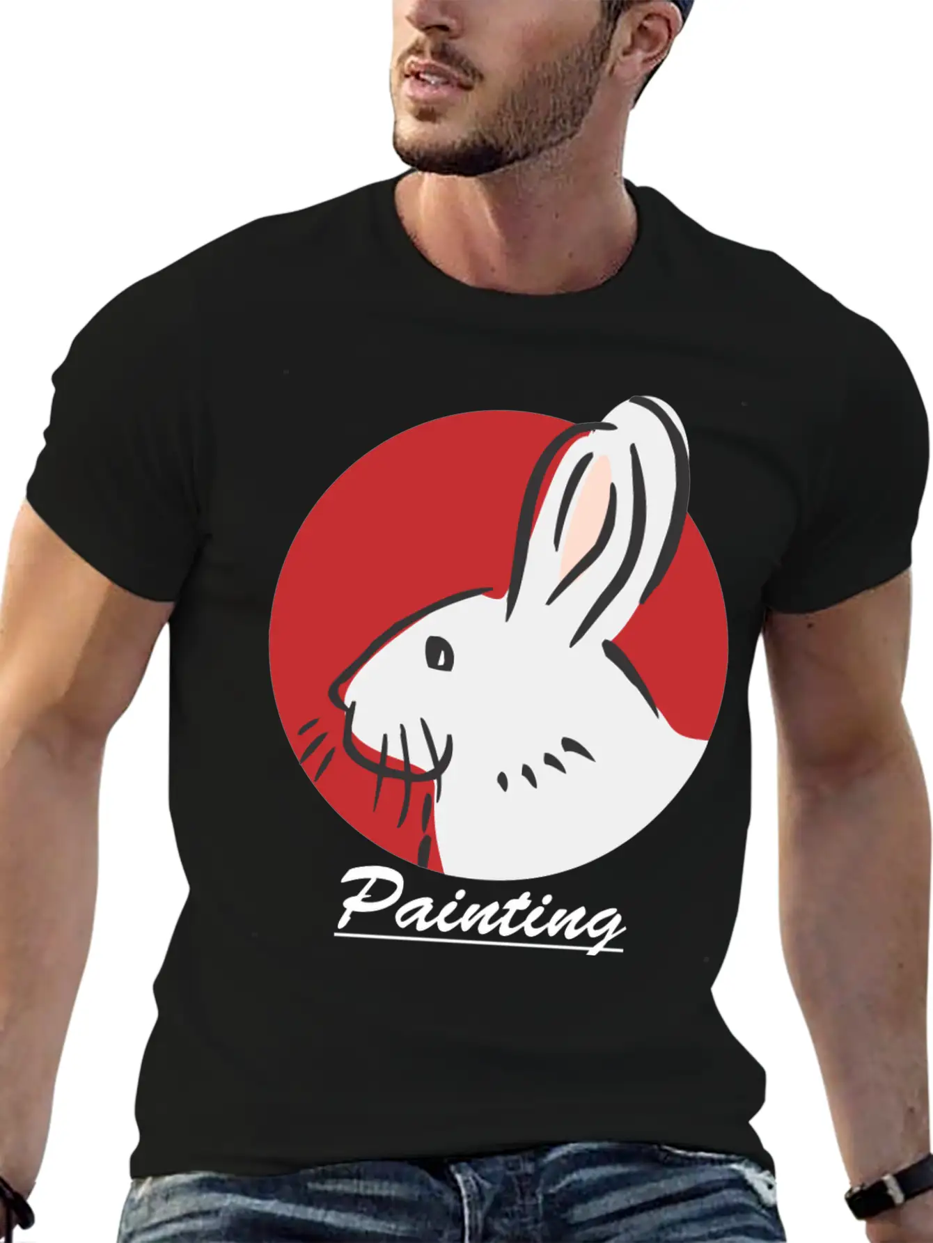 Rabbit Painting Lightweight Cotton T-Shirt – Daily Comfort Graphic Shirt
