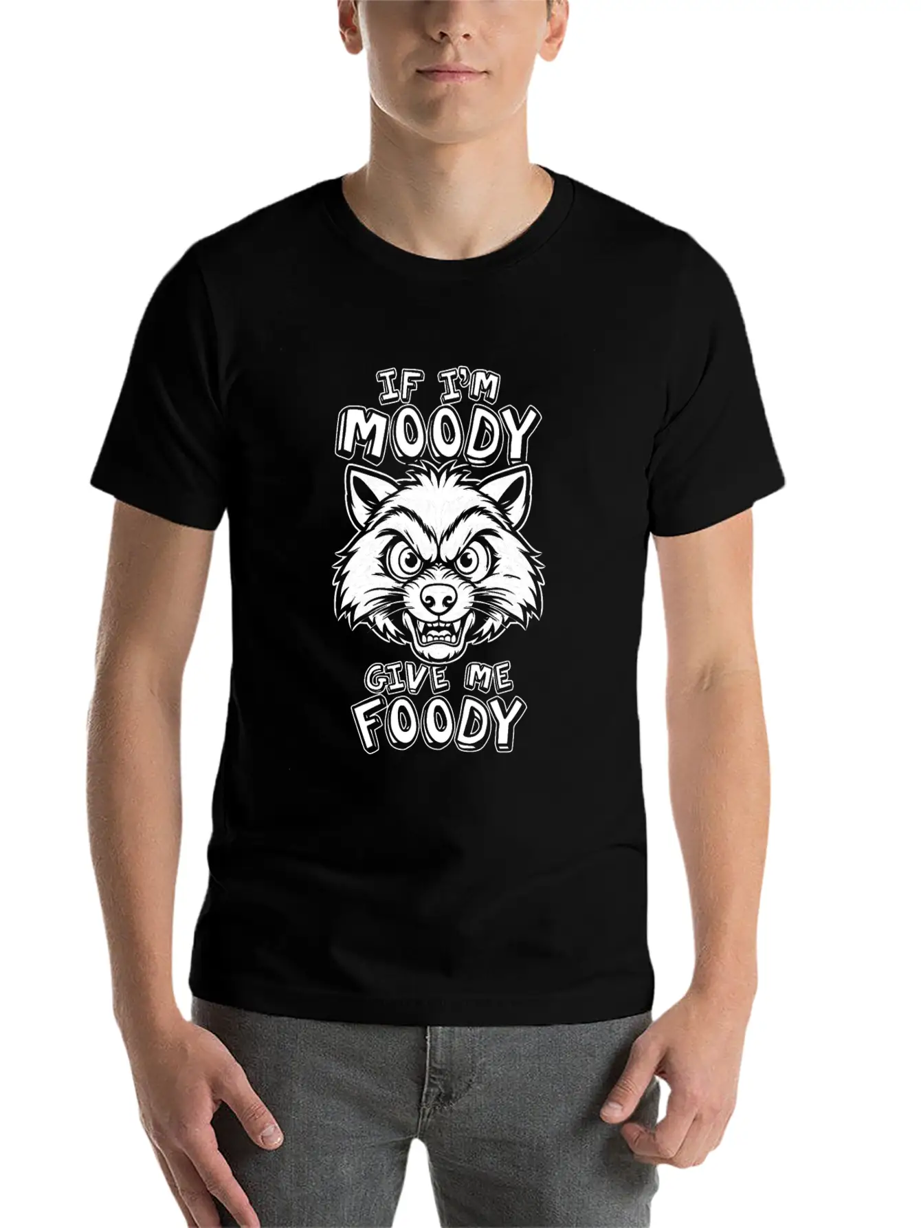 Racoon Funny If Im Moody Give Me Foody Classic Fit Graphic Tee For Daily Comfort – Unisex Cotton Shirt
