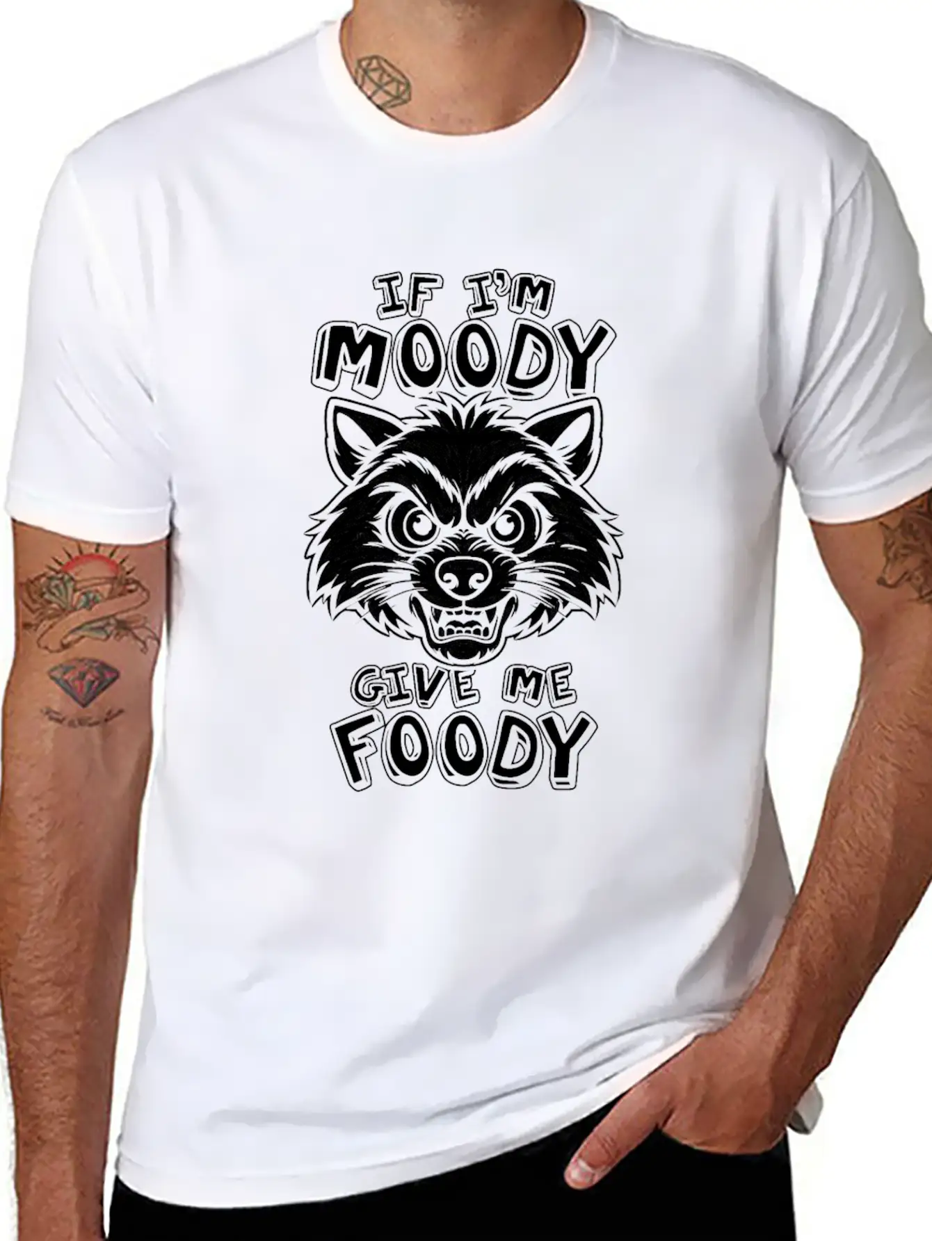 Racoon Funny If Im Moody Give Me Foody Classic Fit Graphic Tee For Daily Comfort – Unisex Cotton Shirt