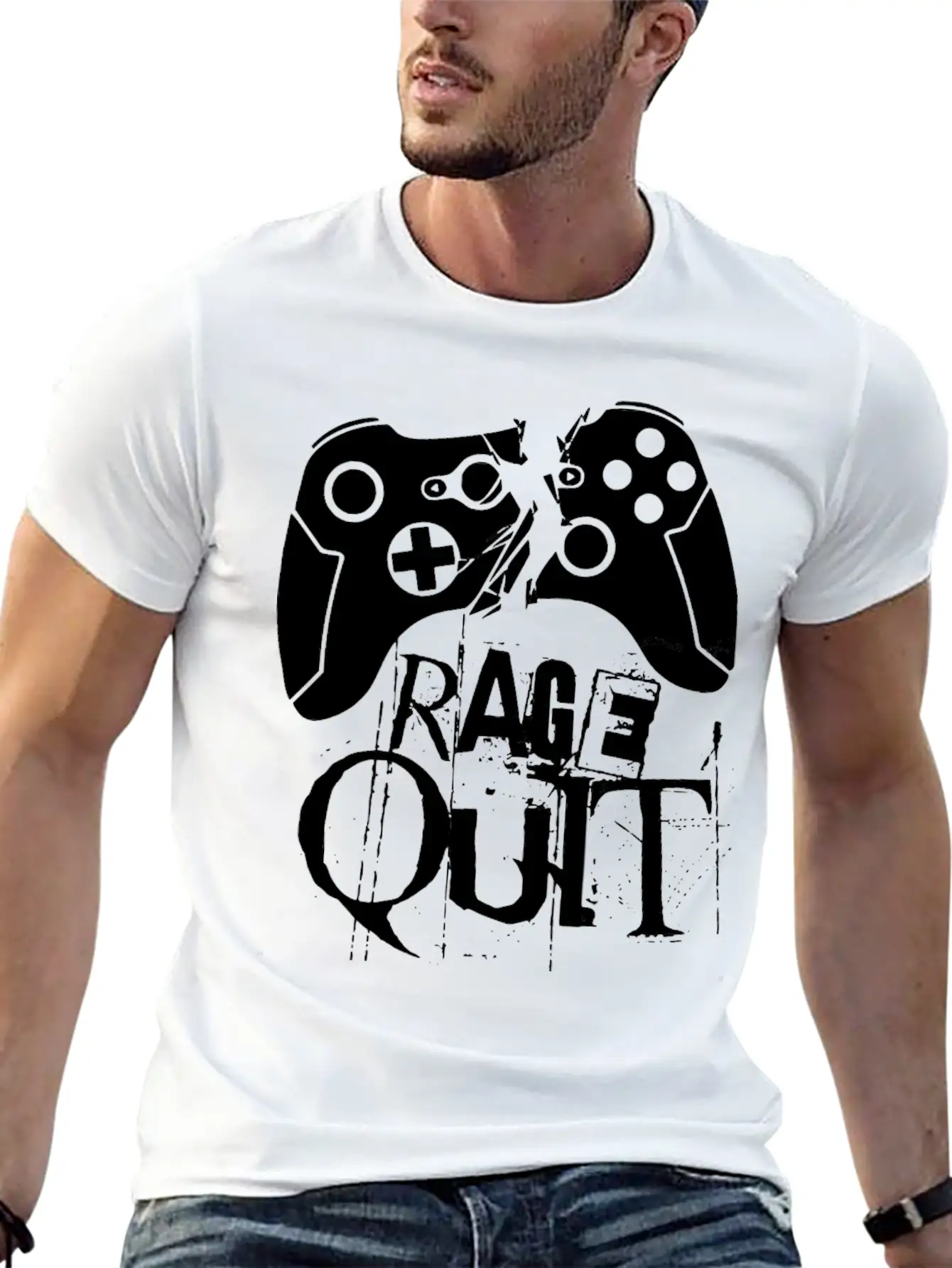 Rage Quit Gamepad Console PC Gaming Gamer Sklave Classic Fit Graphic Tee For Daily Comfort – Unisex Cotton Shirt