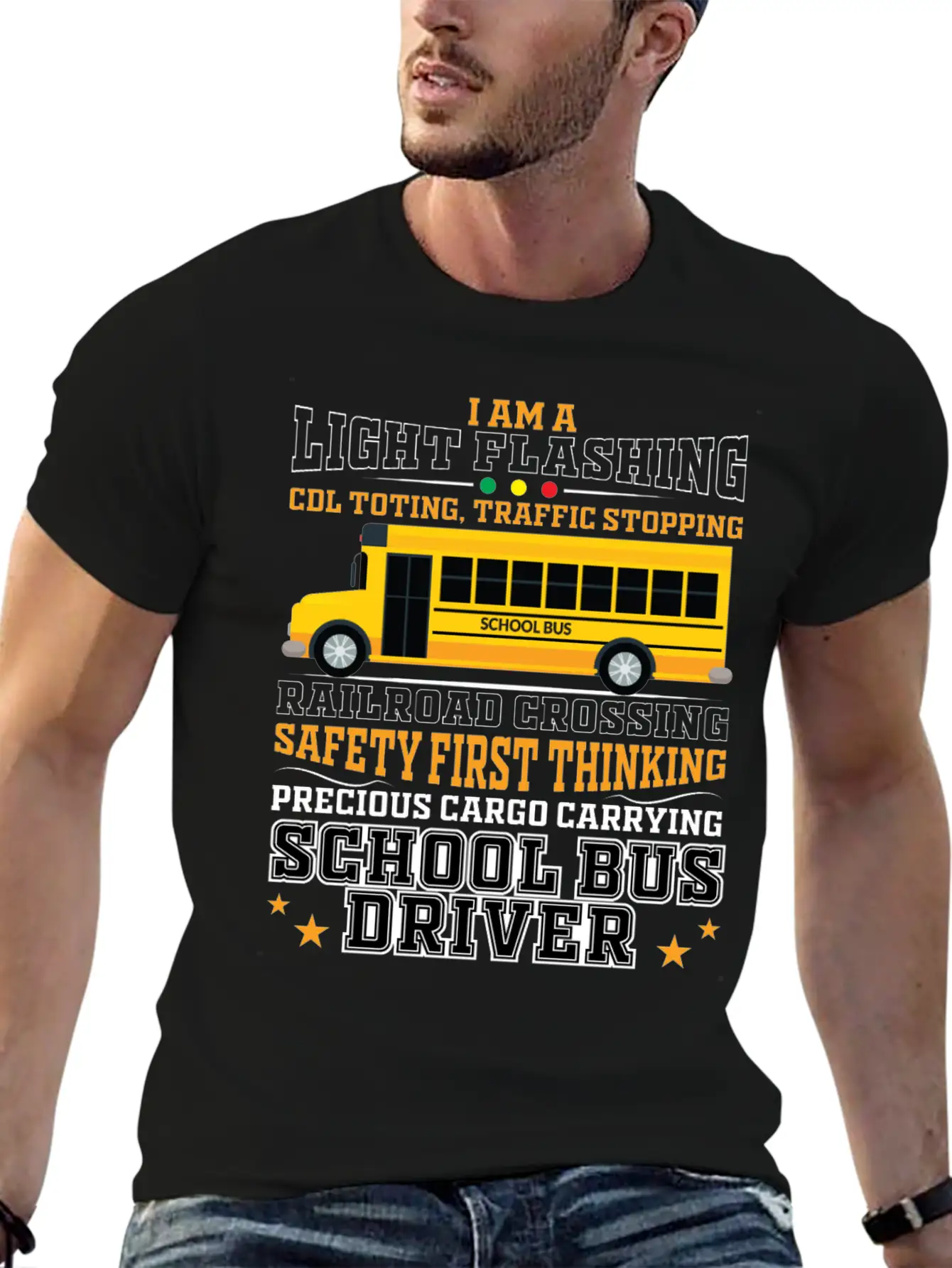 Railroad Crossing School Bus Driver Design For A Lightweight Cotton T-Shirt – Daily Comfort Graphic Shirt