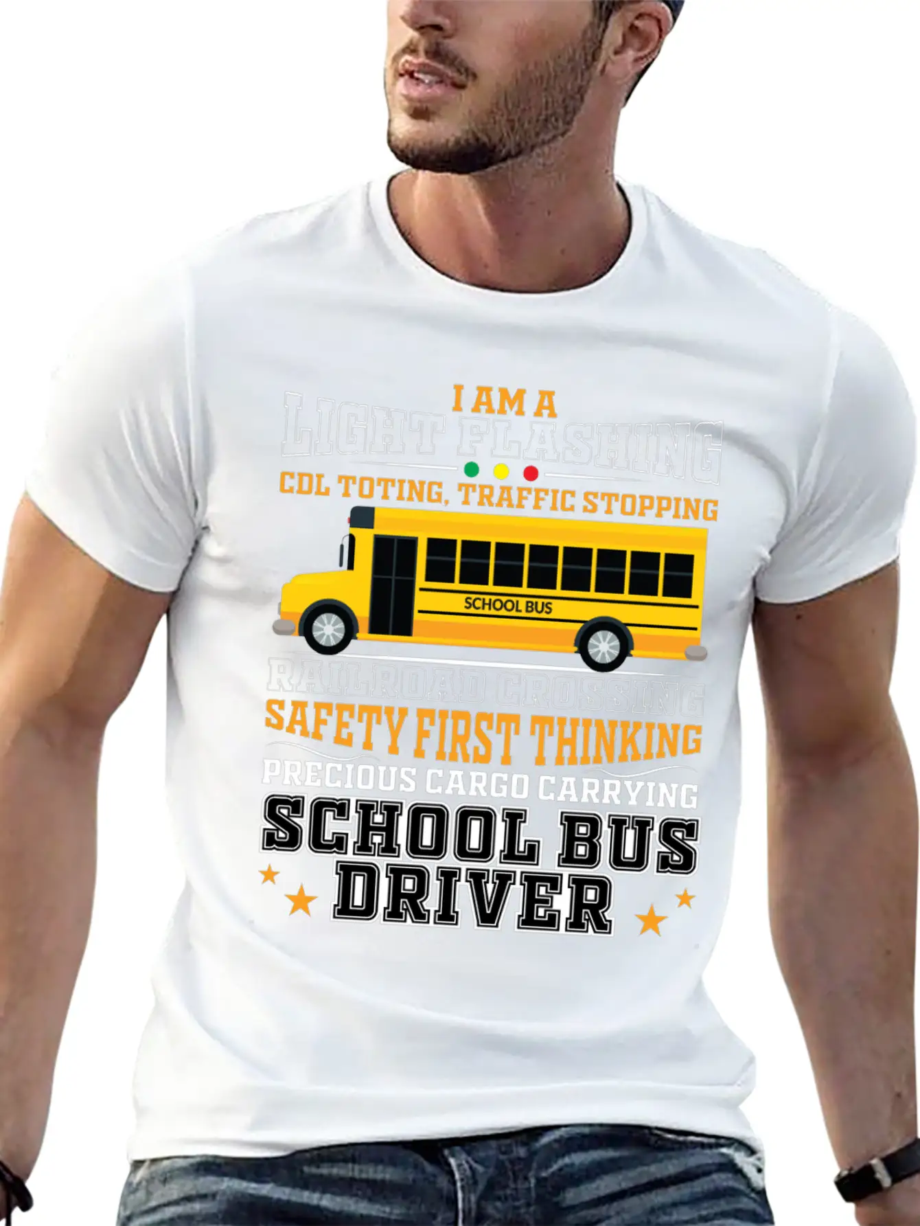 Railroad Crossing School Bus Driver Design For A Lightweight Cotton T-Shirt – Daily Comfort Graphic Shirt