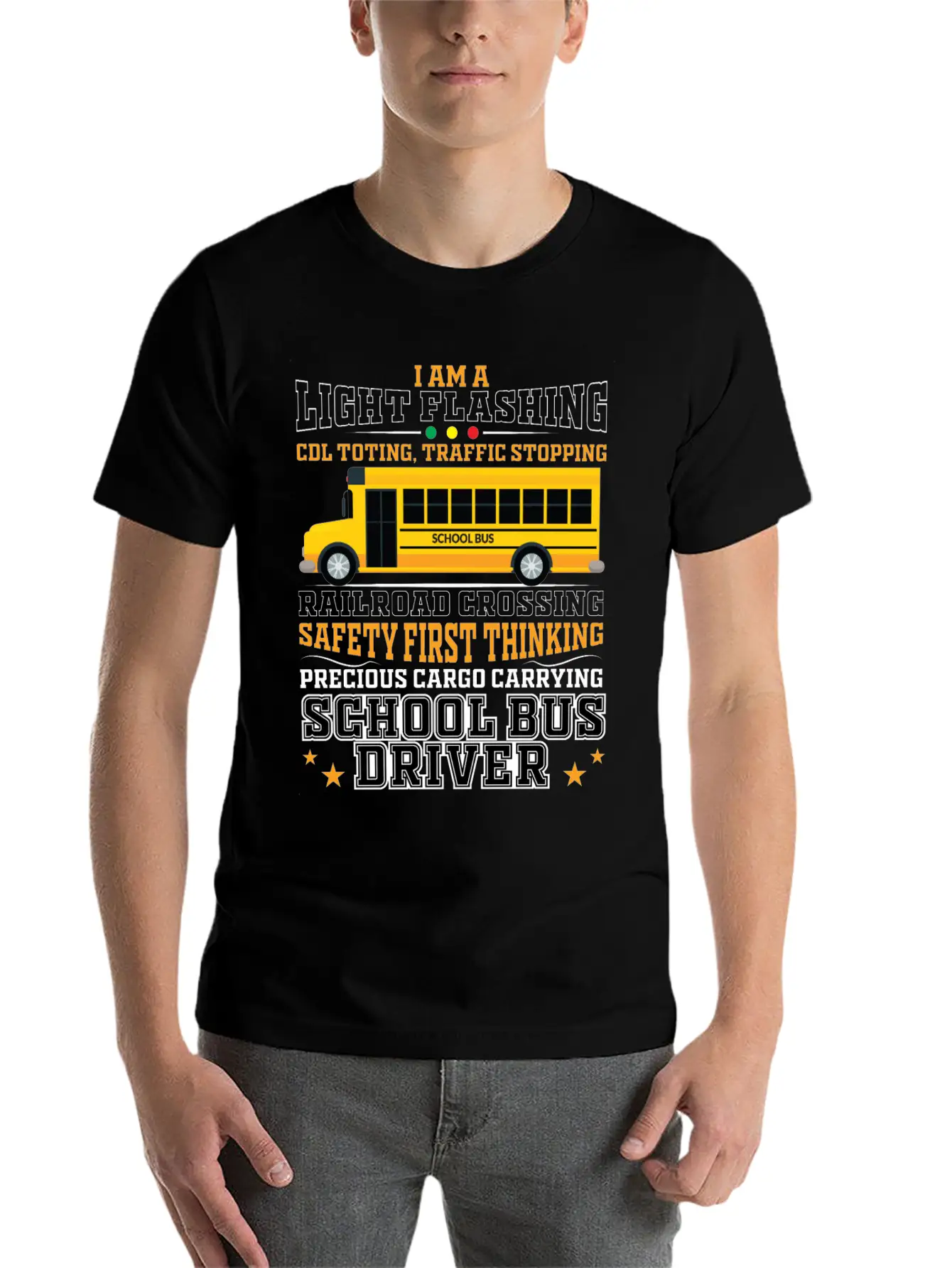 Railroad Crossing School Bus Driver Design For A Lightweight Cotton T-Shirt – Daily Comfort Graphic Shirt