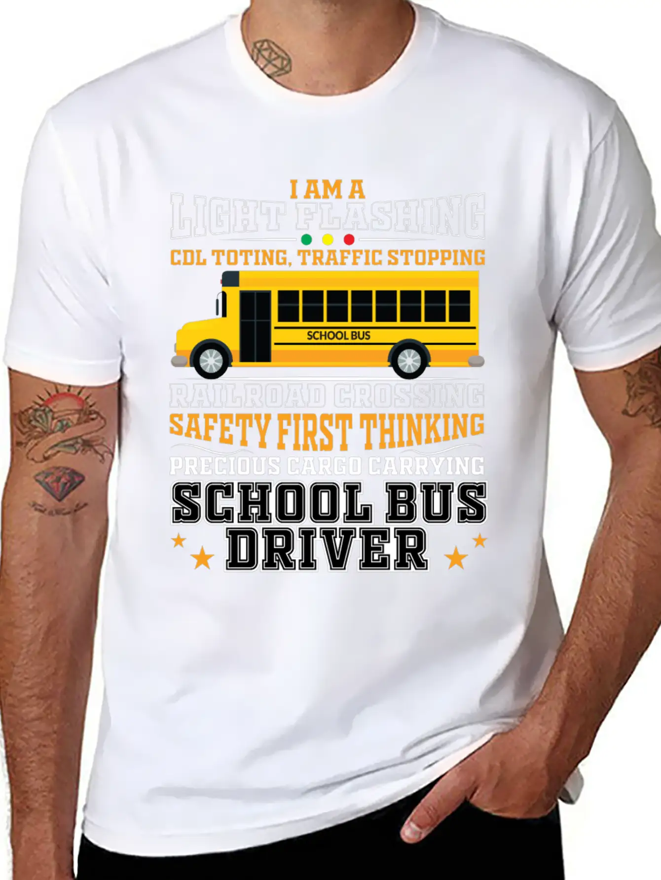 Railroad Crossing School Bus Driver Design For A Lightweight Cotton T-Shirt – Daily Comfort Graphic Shirt