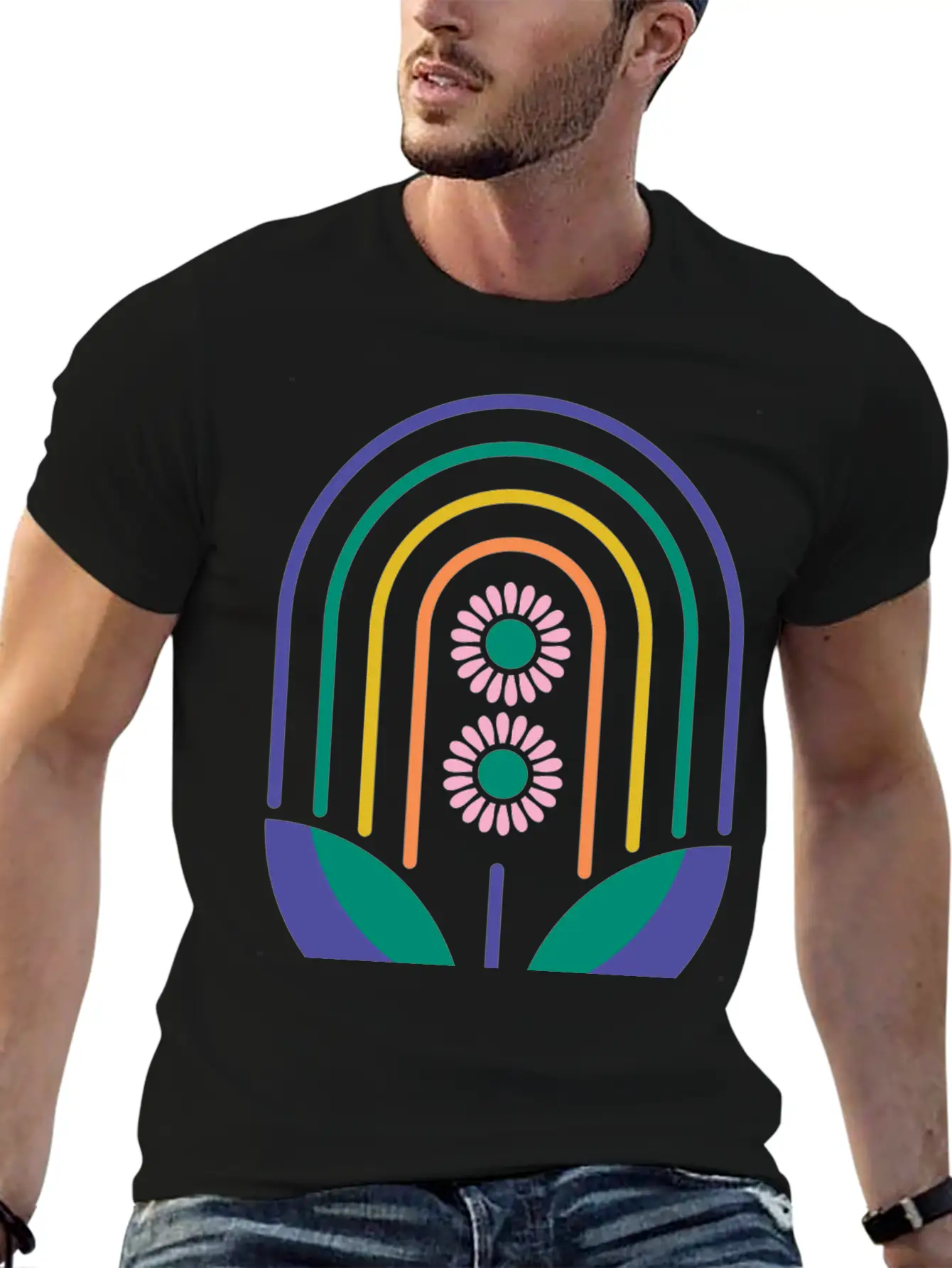 Rainbow Daisies Soft Cotton Short Sleeve Tee – Unisex Wardrobe Staple