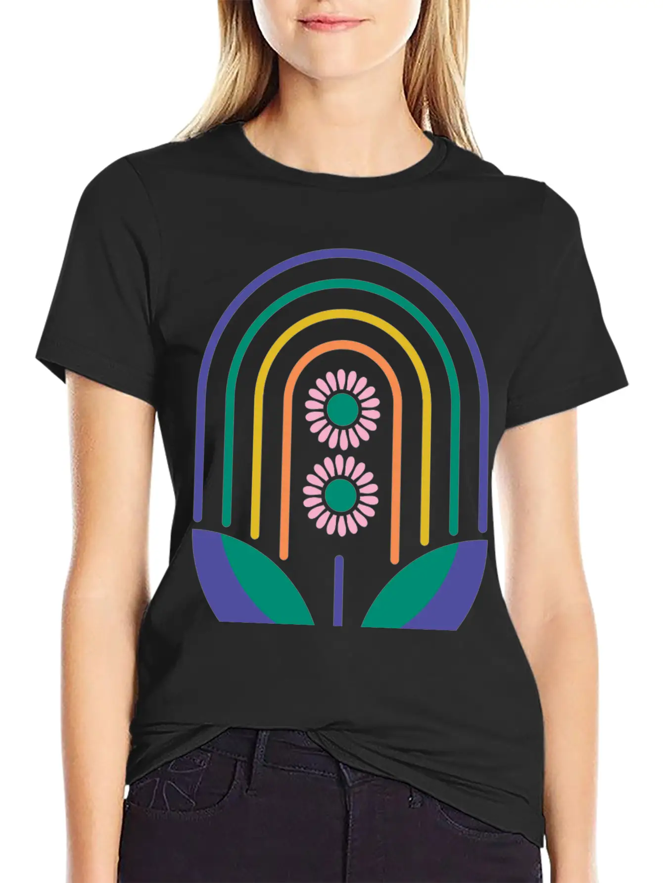 Rainbow Daisies Soft Cotton Short Sleeve Tee – Unisex Wardrobe Staple