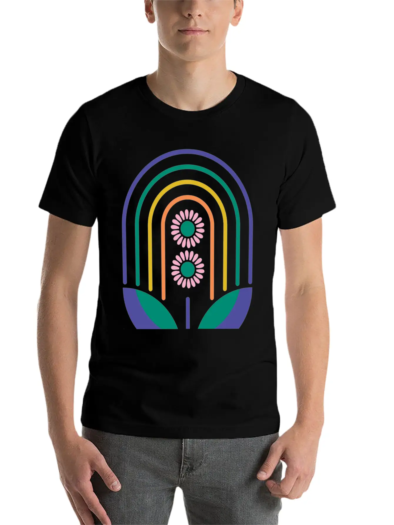 Rainbow Daisies Soft Cotton Short Sleeve Tee – Unisex Wardrobe Staple