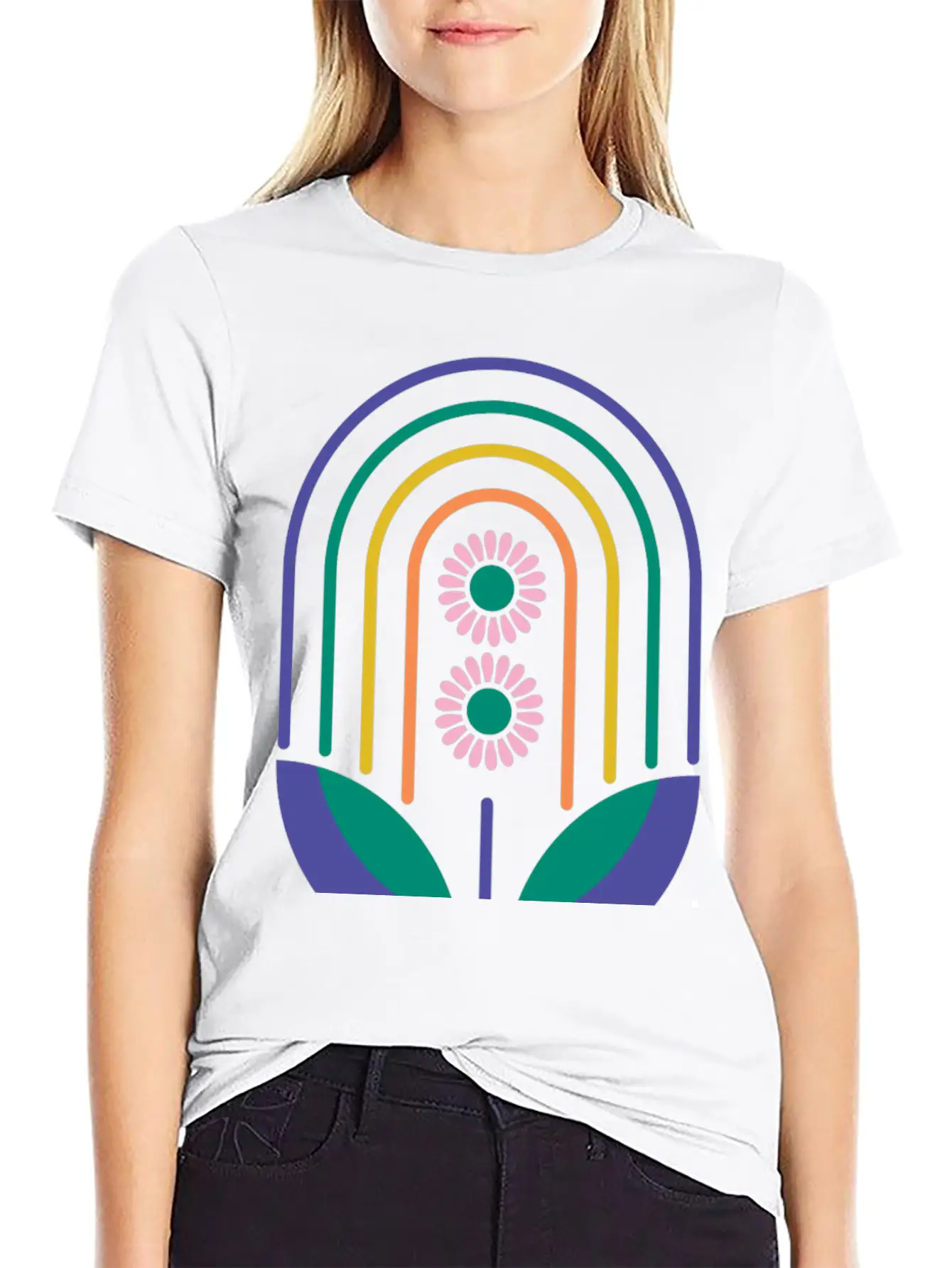 Rainbow Daisies Soft Cotton Short Sleeve Tee – Unisex Wardrobe Staple