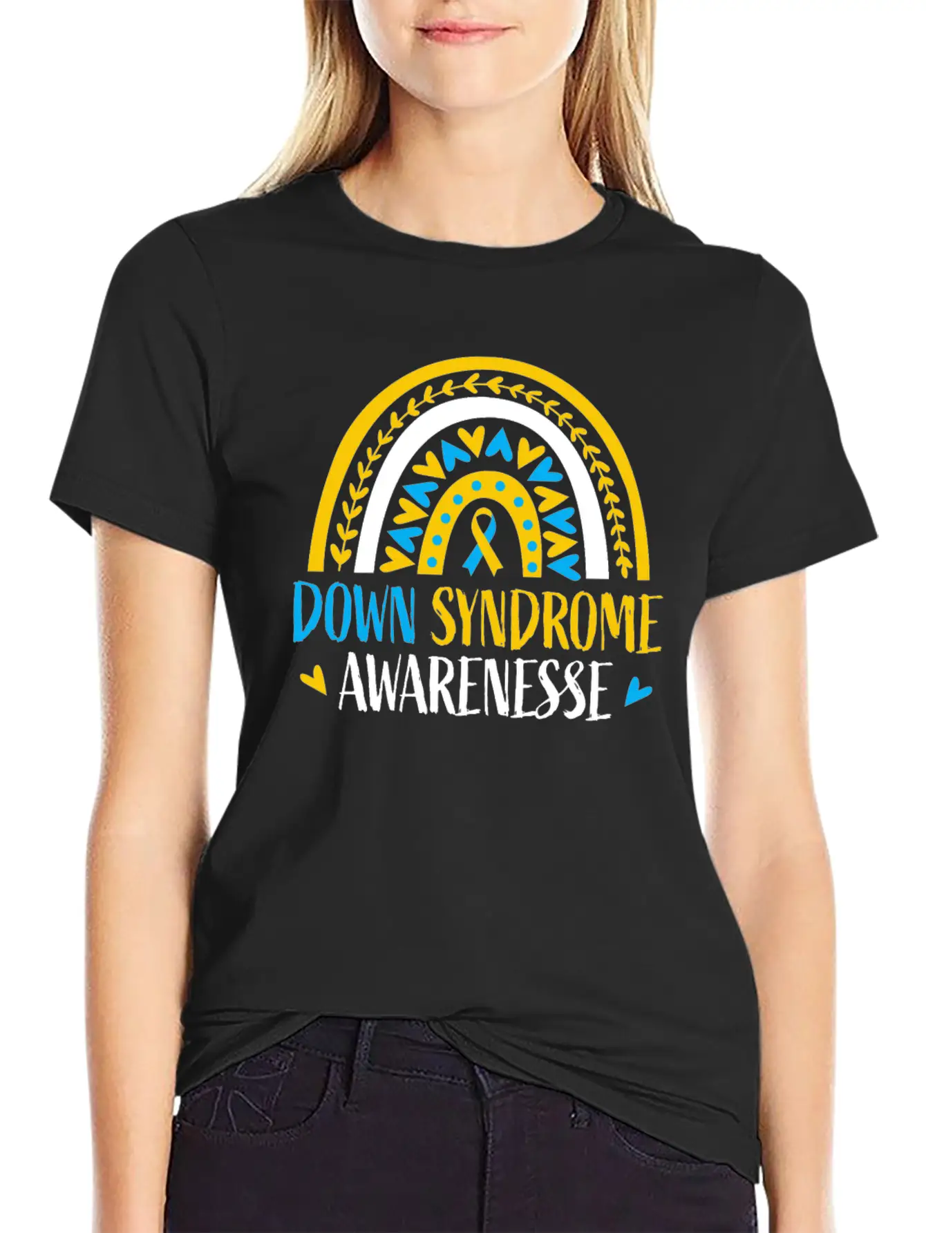 Rainbow Down Syndrome Awareness Lightweight Cotton T-Shirt – Daily Comfort Graphic Shirt