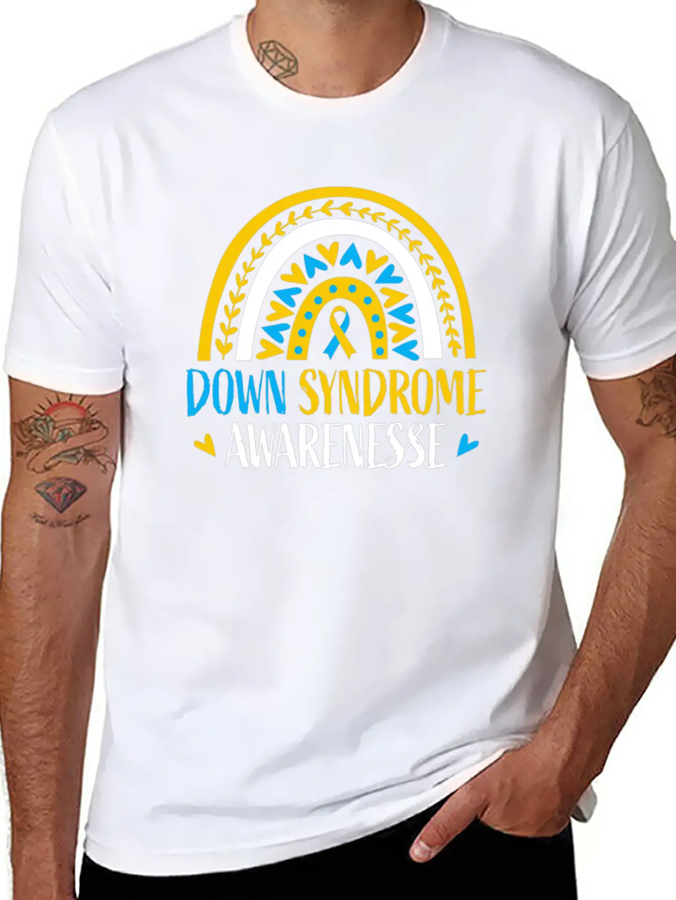 Rainbow Down Syndrome Awareness Lightweight Cotton T-Shirt – Daily Comfort Graphic Shirt