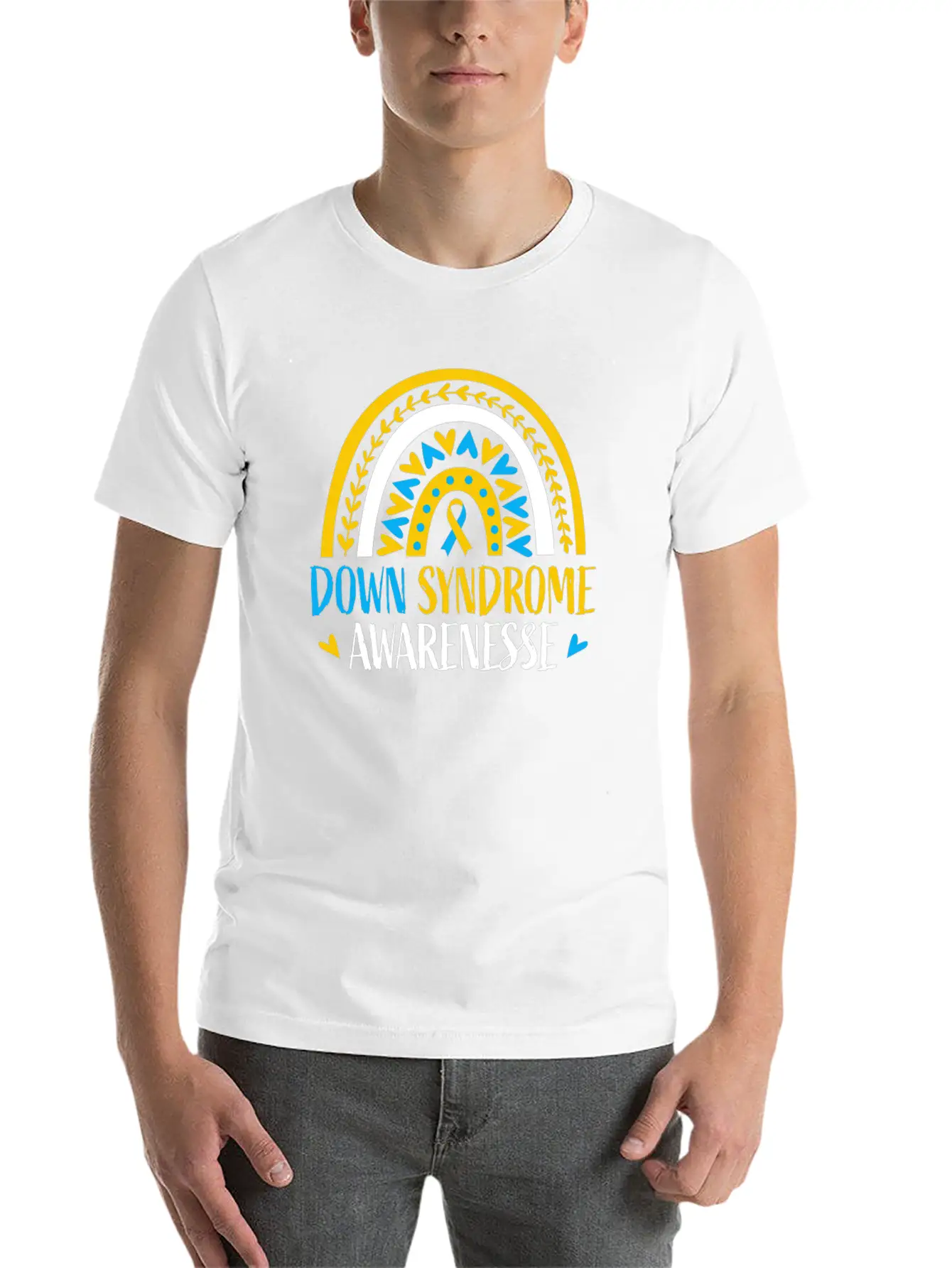 Rainbow Down Syndrome Awareness Lightweight Cotton T-Shirt – Daily Comfort Graphic Shirt