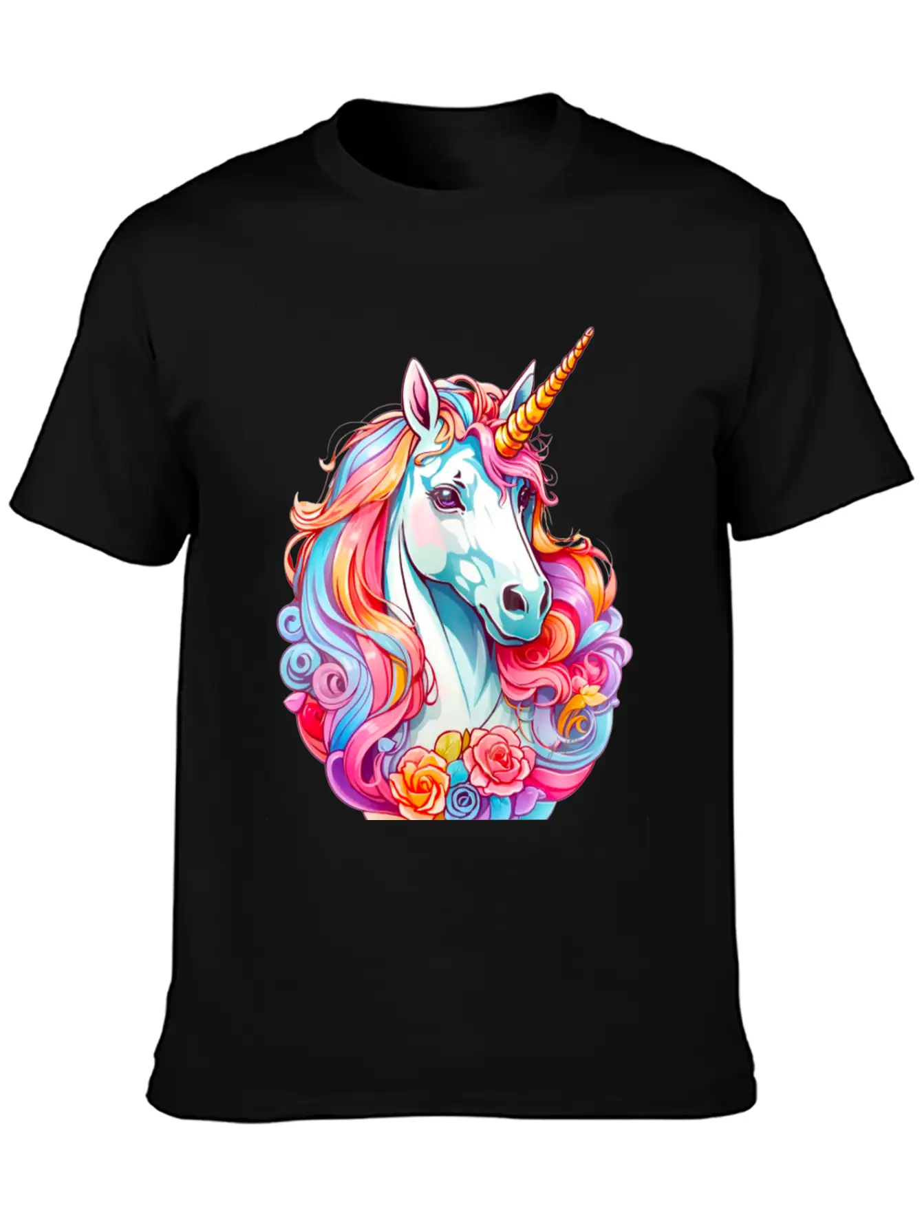 Rainbow Dream Unicorn Floral Unisex Casual T-Shirt – Clean Design For Daily Comfort