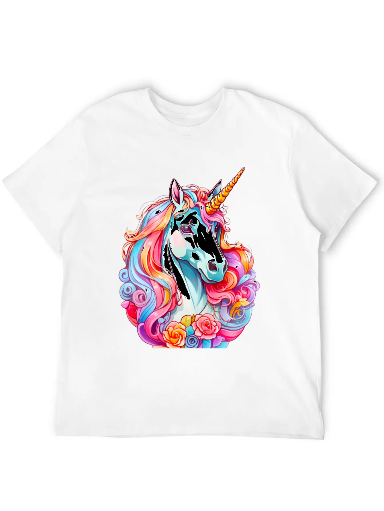 Rainbow Dream Unicorn Floral Unisex Casual T-Shirt – Clean Design For Daily Comfort