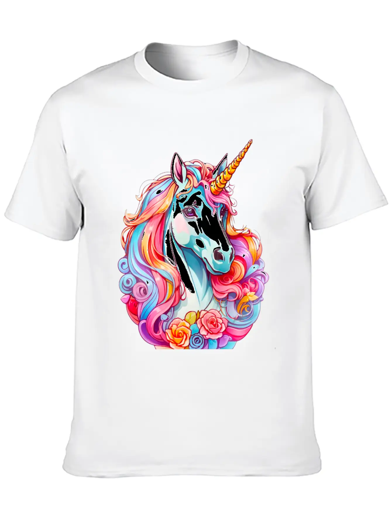 Rainbow Dream Unicorn Floral Unisex Casual T-Shirt – Clean Design For Daily Comfort