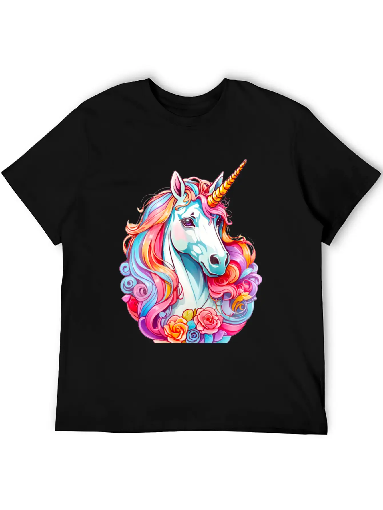 Rainbow Dream Unicorn Floral Unisex Casual T-Shirt – Clean Design For Daily Comfort