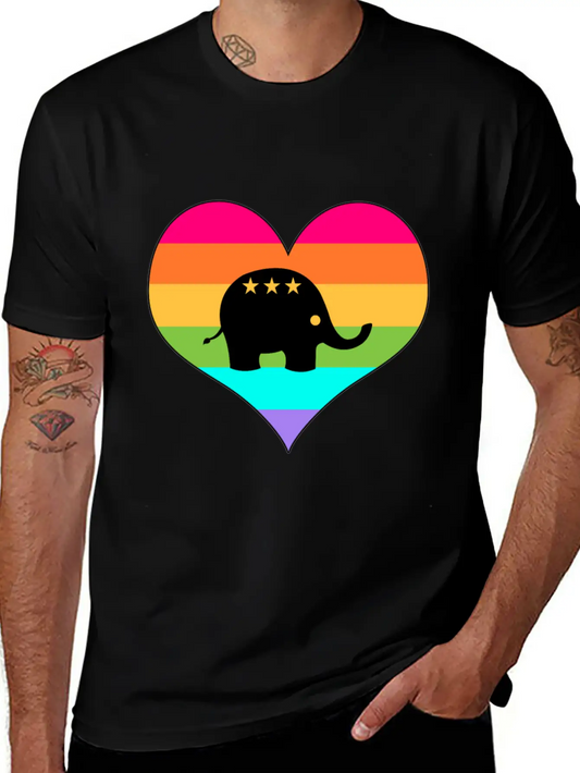 Rainbow Elephant | Colorful Elephant | Summer Look Lightweight Cotton T-Shirt – Daily Comfort Graphic Shirt