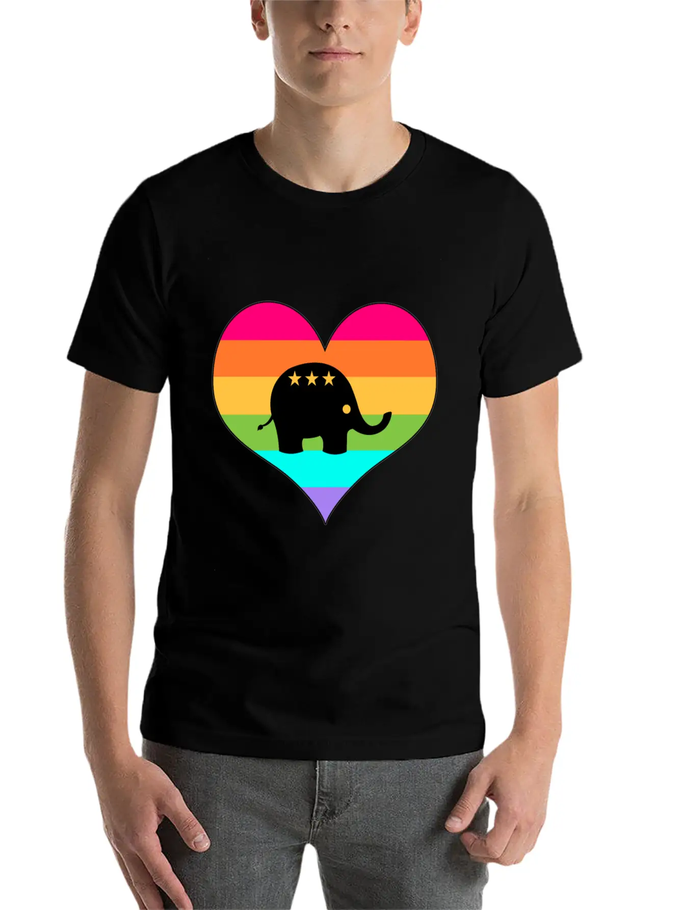 Rainbow Elephant | Colorful Elephant | Summer Look Lightweight Cotton T-Shirt – Daily Comfort Graphic Shirt