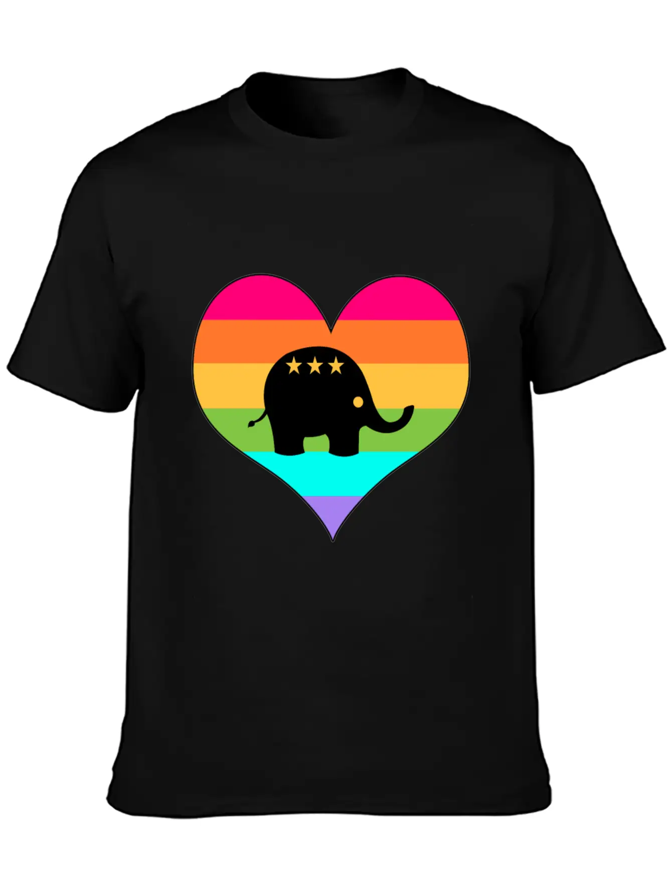 Rainbow Elephant | Colorful Elephant | Summer Look Lightweight Cotton T-Shirt – Daily Comfort Graphic Shirt