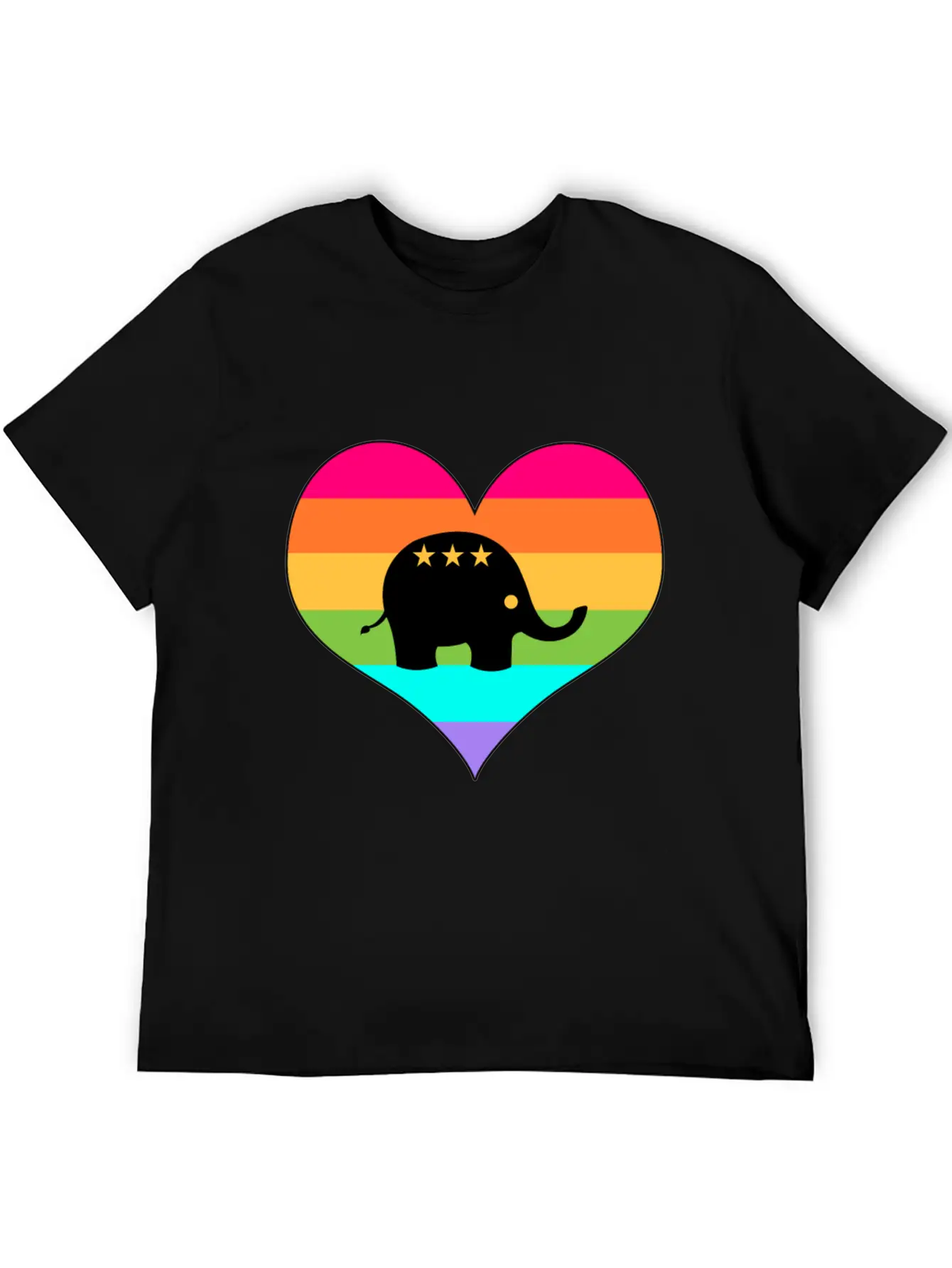Rainbow Elephant | Colorful Elephant | Summer Look Lightweight Cotton T-Shirt – Daily Comfort Graphic Shirt