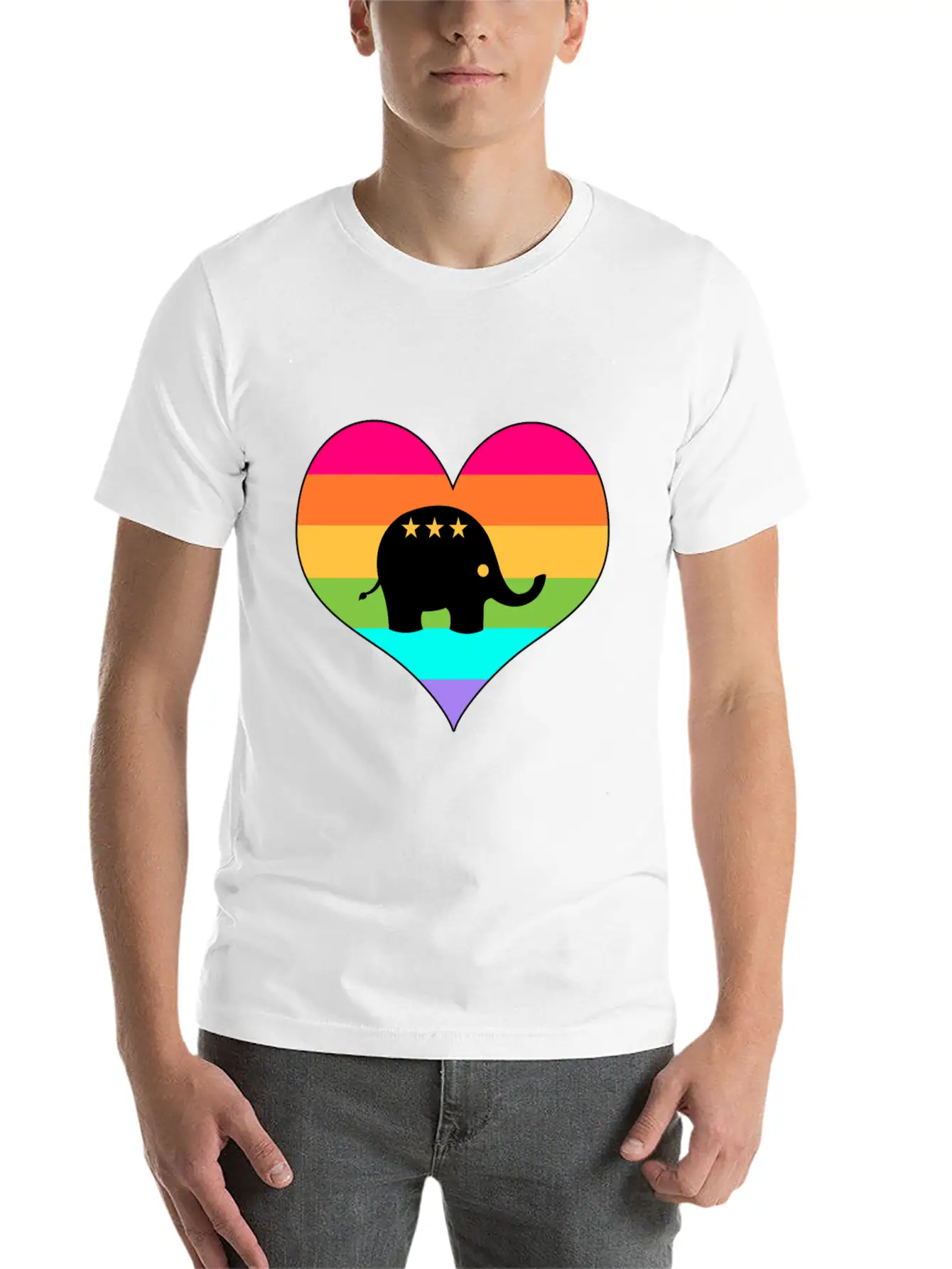 Rainbow Elephant | Colorful Elephant | Summer Look Lightweight Cotton T-Shirt – Daily Comfort Graphic Shirt