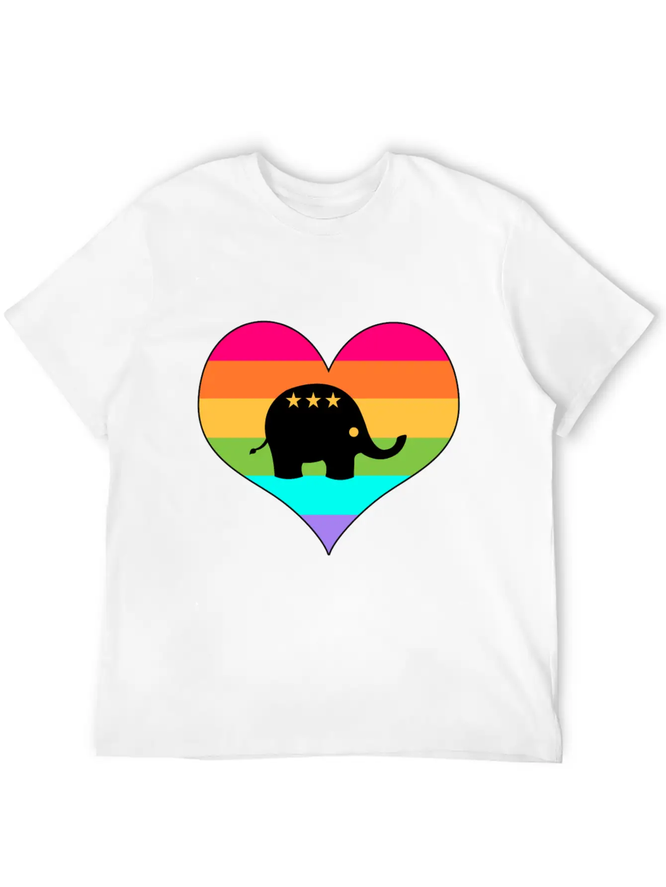 Rainbow Elephant | Colorful Elephant | Summer Look Lightweight Cotton T-Shirt – Daily Comfort Graphic Shirt