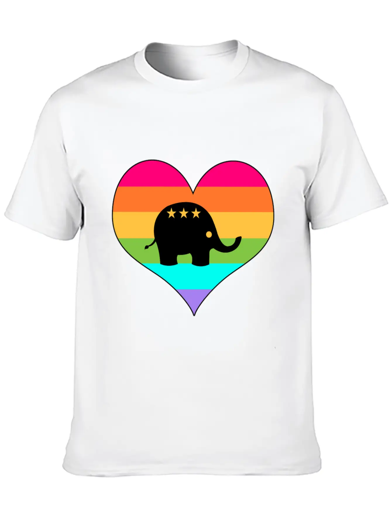 Rainbow Elephant | Colorful Elephant | Summer Look Lightweight Cotton T-Shirt – Daily Comfort Graphic Shirt