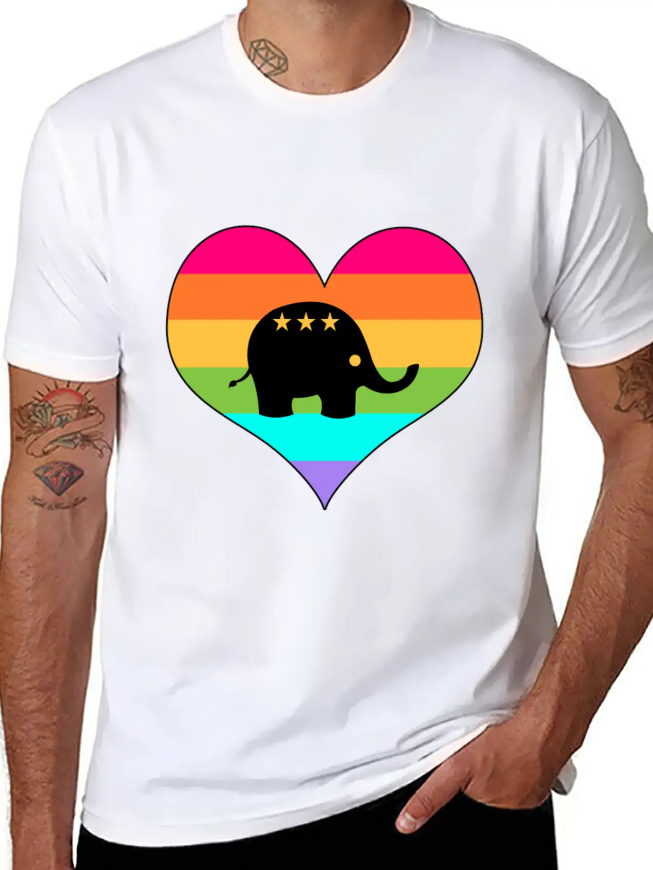 Rainbow Elephant | Colorful Elephant | Summer Look Lightweight Cotton T-Shirt – Daily Comfort Graphic Shirt