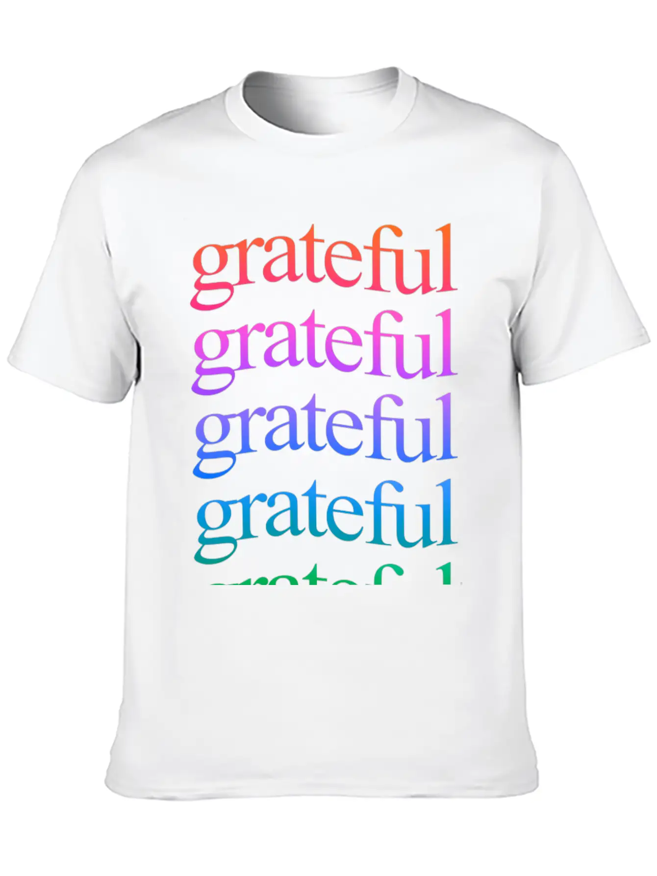 Rainbow "Grateful" WordArt Typography Art & Design Classic Fit Graphic Tee For Daily Comfort – Unisex Cotton Shirt