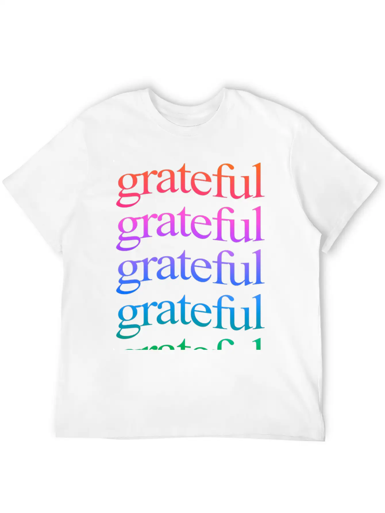 Rainbow "Grateful" WordArt Typography Art & Design Classic Fit Graphic Tee For Daily Comfort – Unisex Cotton Shirt