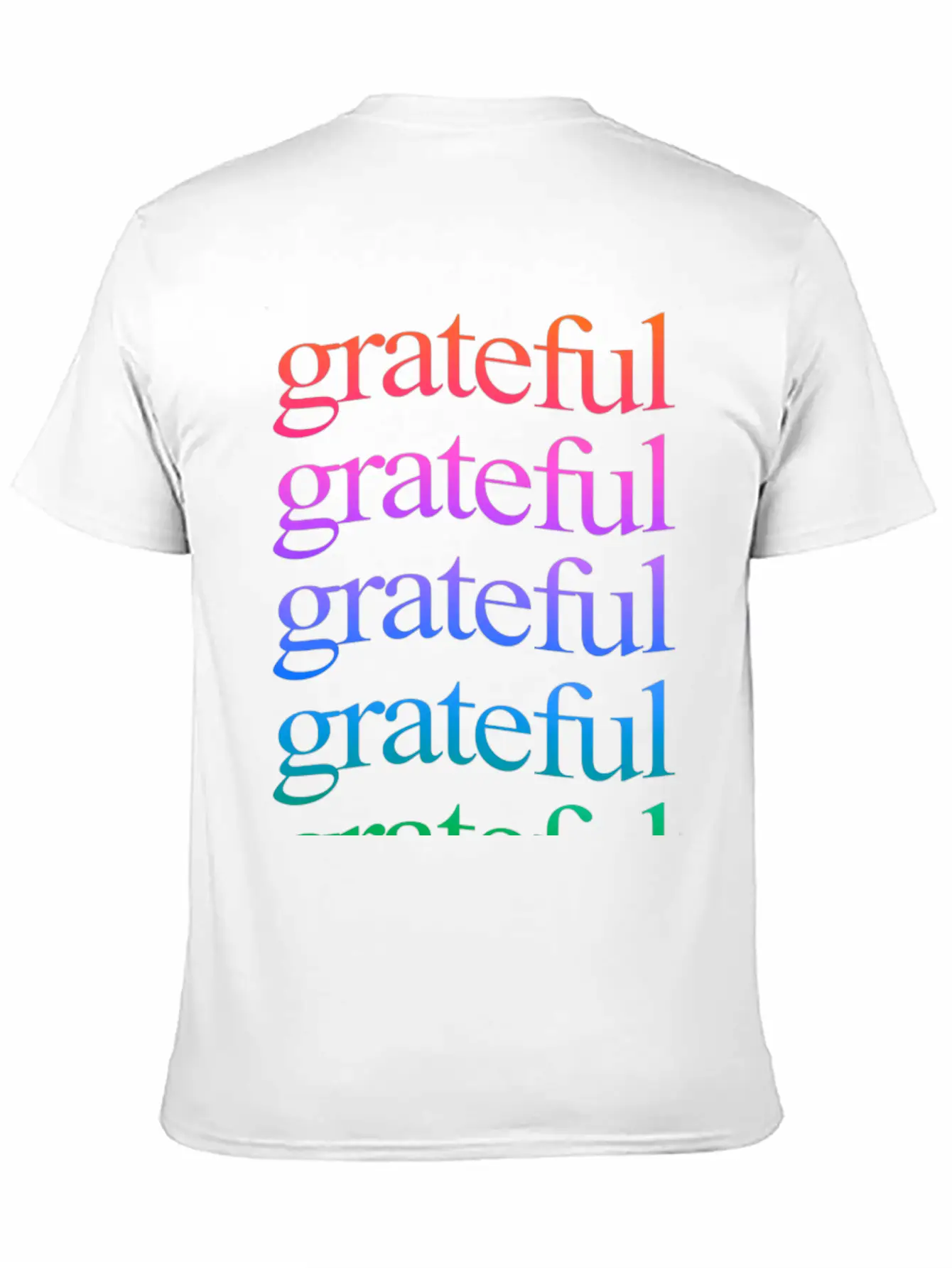 Rainbow "Grateful" WordArt Typography Art & Design Classic Fit Graphic Tee For Daily Comfort – Unisex Cotton Shirt