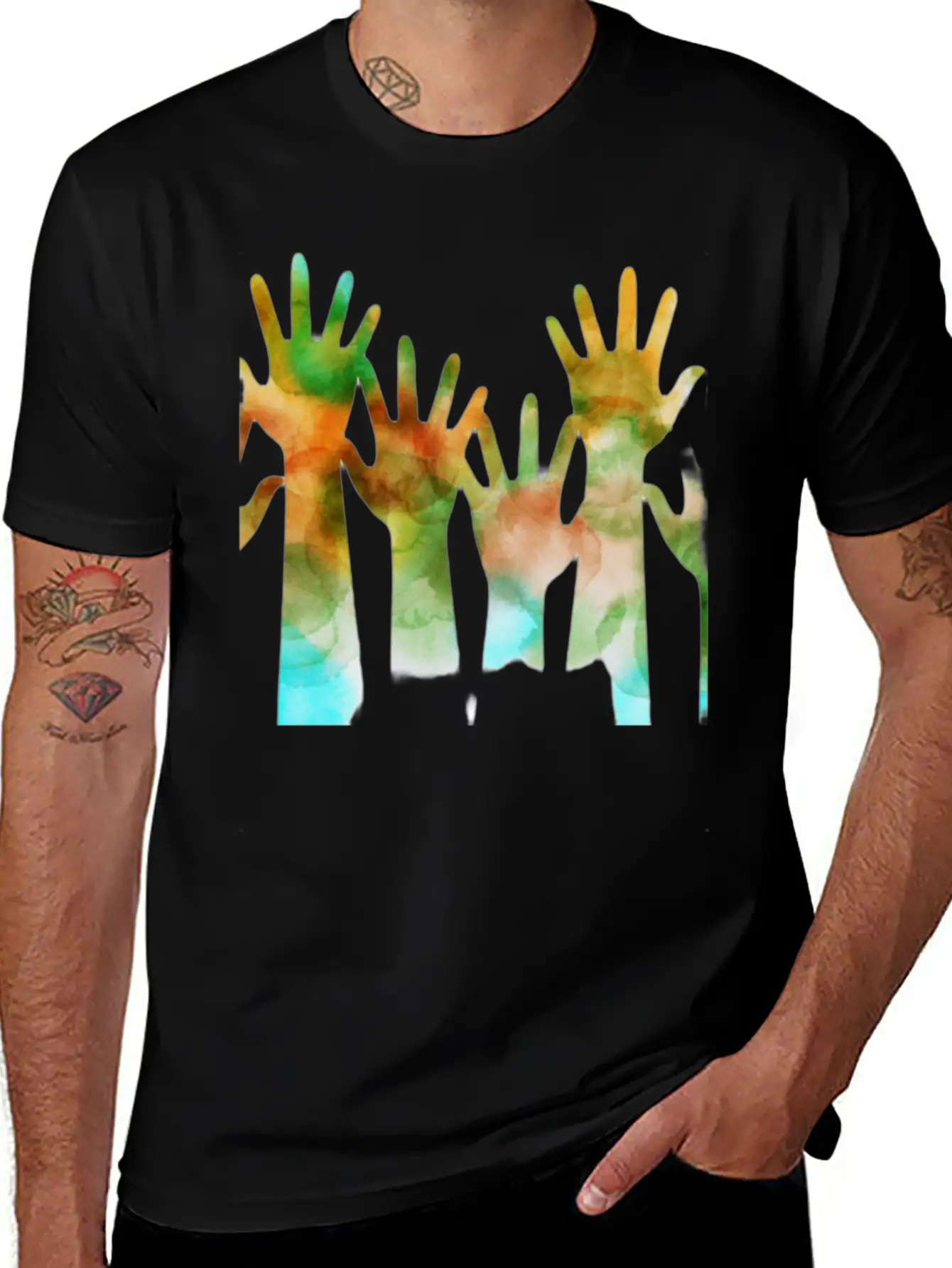 Rainbow Hand Lightweight Cotton T-Shirt – Daily Comfort Graphic Shirt