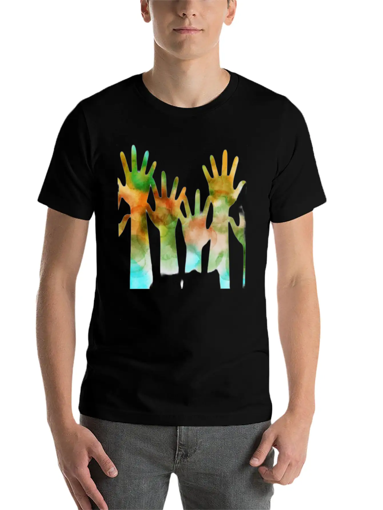 Rainbow Hand Lightweight Cotton T-Shirt – Daily Comfort Graphic Shirt