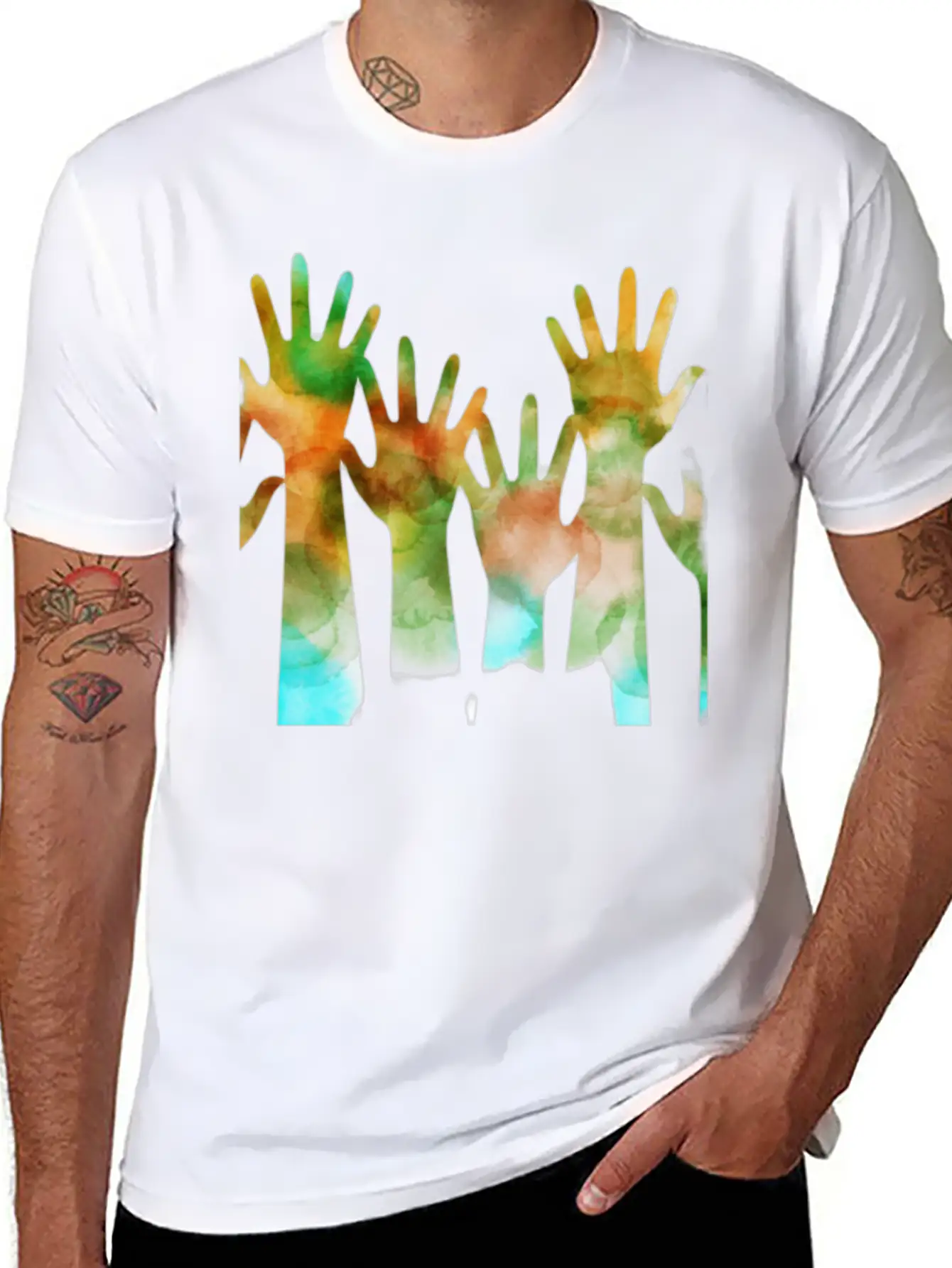 Rainbow Hand Lightweight Cotton T-Shirt – Daily Comfort Graphic Shirt