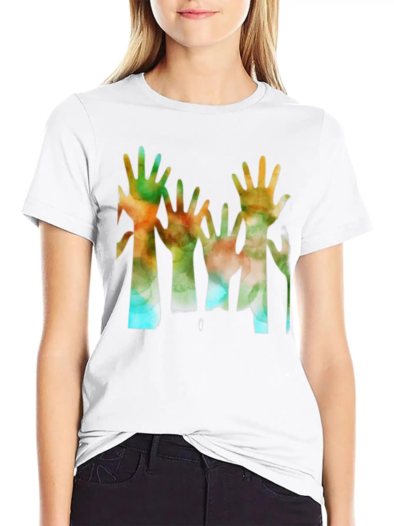 Rainbow Hand Lightweight Cotton T-Shirt – Daily Comfort Graphic Shirt