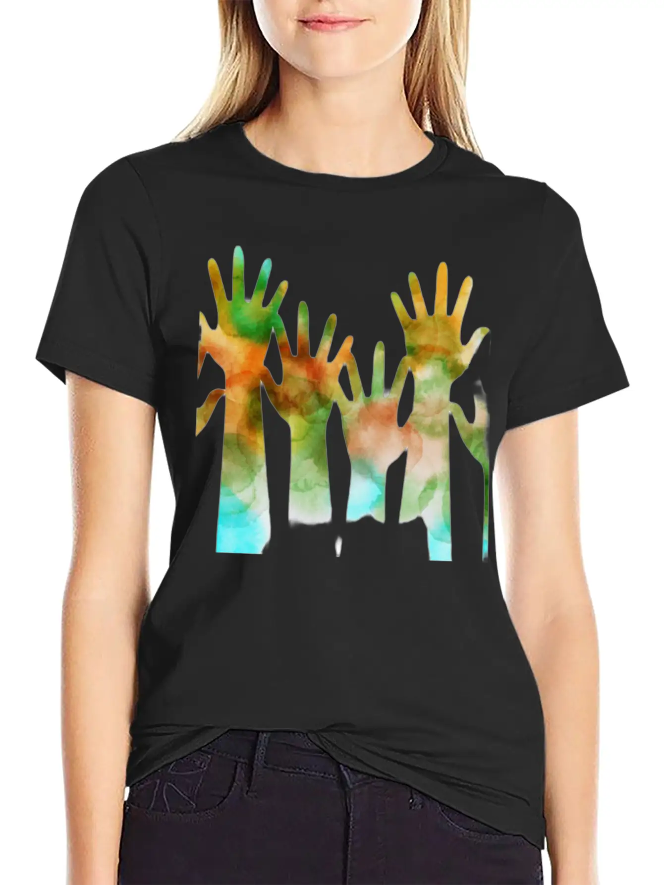 Rainbow Hand Lightweight Cotton T-Shirt – Daily Comfort Graphic Shirt