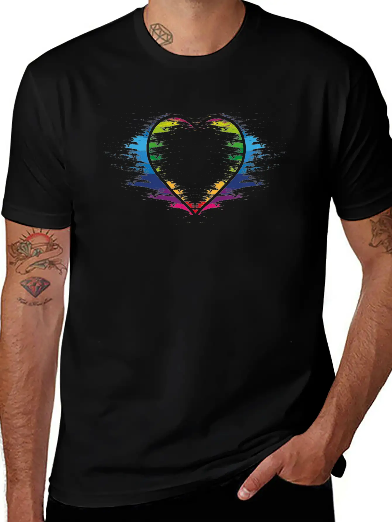 Rainbow Heart Unisex Casual T-Shirt – Clean Design For Daily Comfort