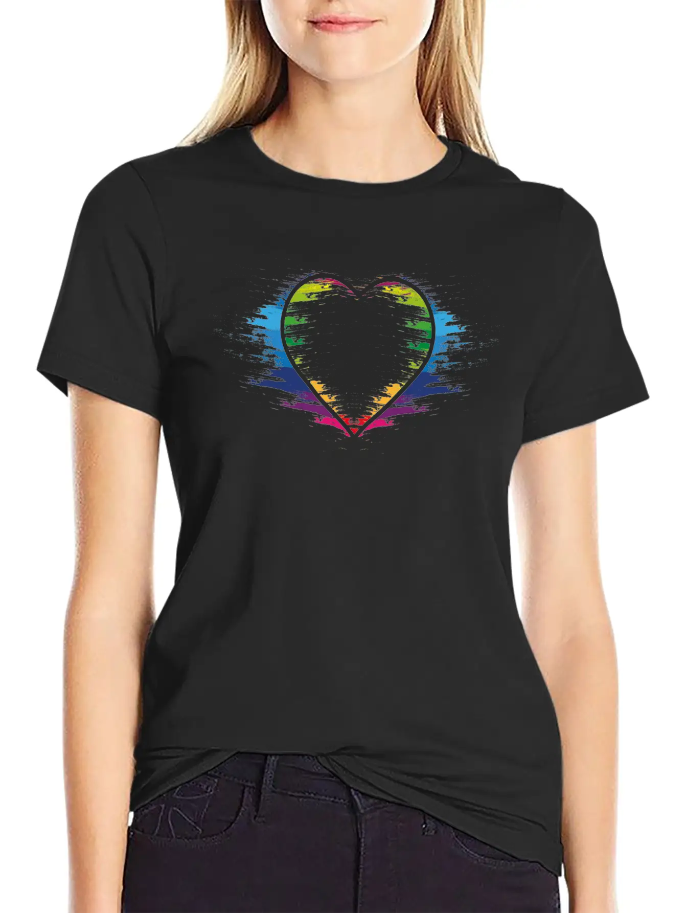 Rainbow Heart Unisex Casual T-Shirt – Clean Design For Daily Comfort