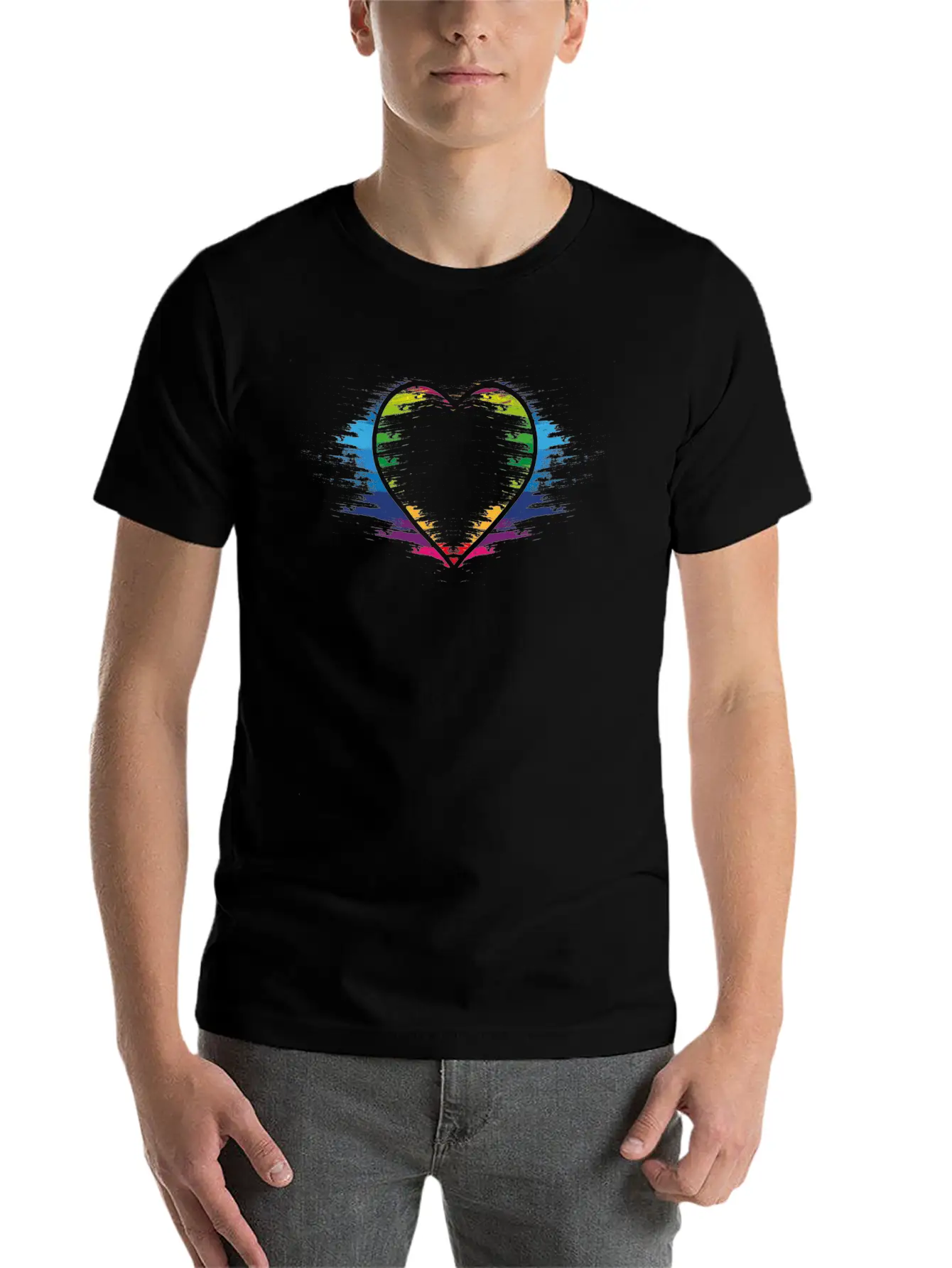 Rainbow Heart Unisex Casual T-Shirt – Clean Design For Daily Comfort
