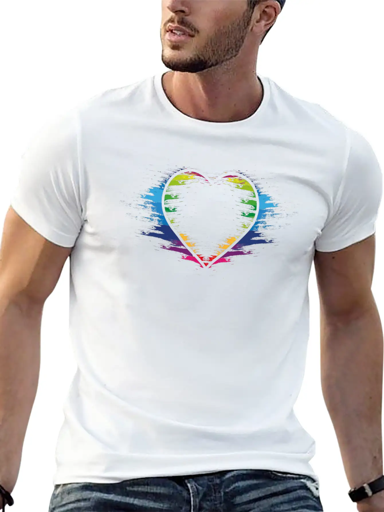 Rainbow Heart Unisex Casual T-Shirt – Clean Design For Daily Comfort