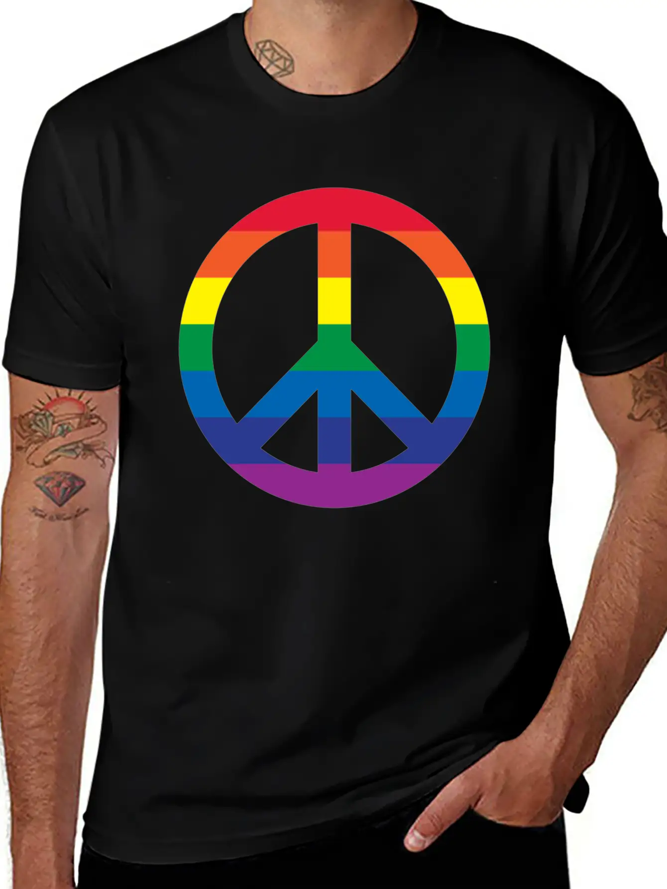 Rainbow Peace Sign Relaxed Everyday Tee – Lightweight And Durable Cotton